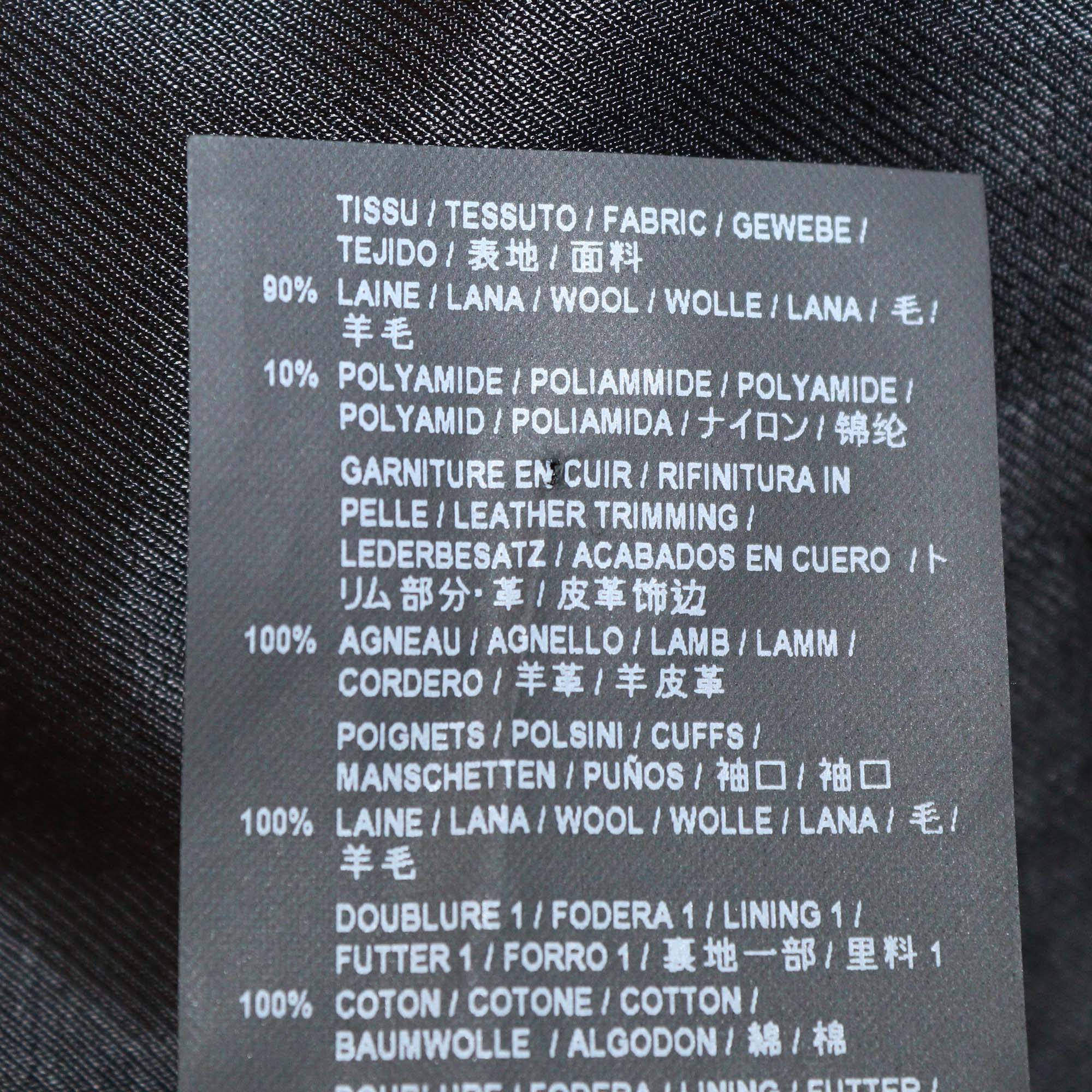 Saint Laurent Light Blue Wool Leather Trimmed Classic Teddy Bomber Jacket