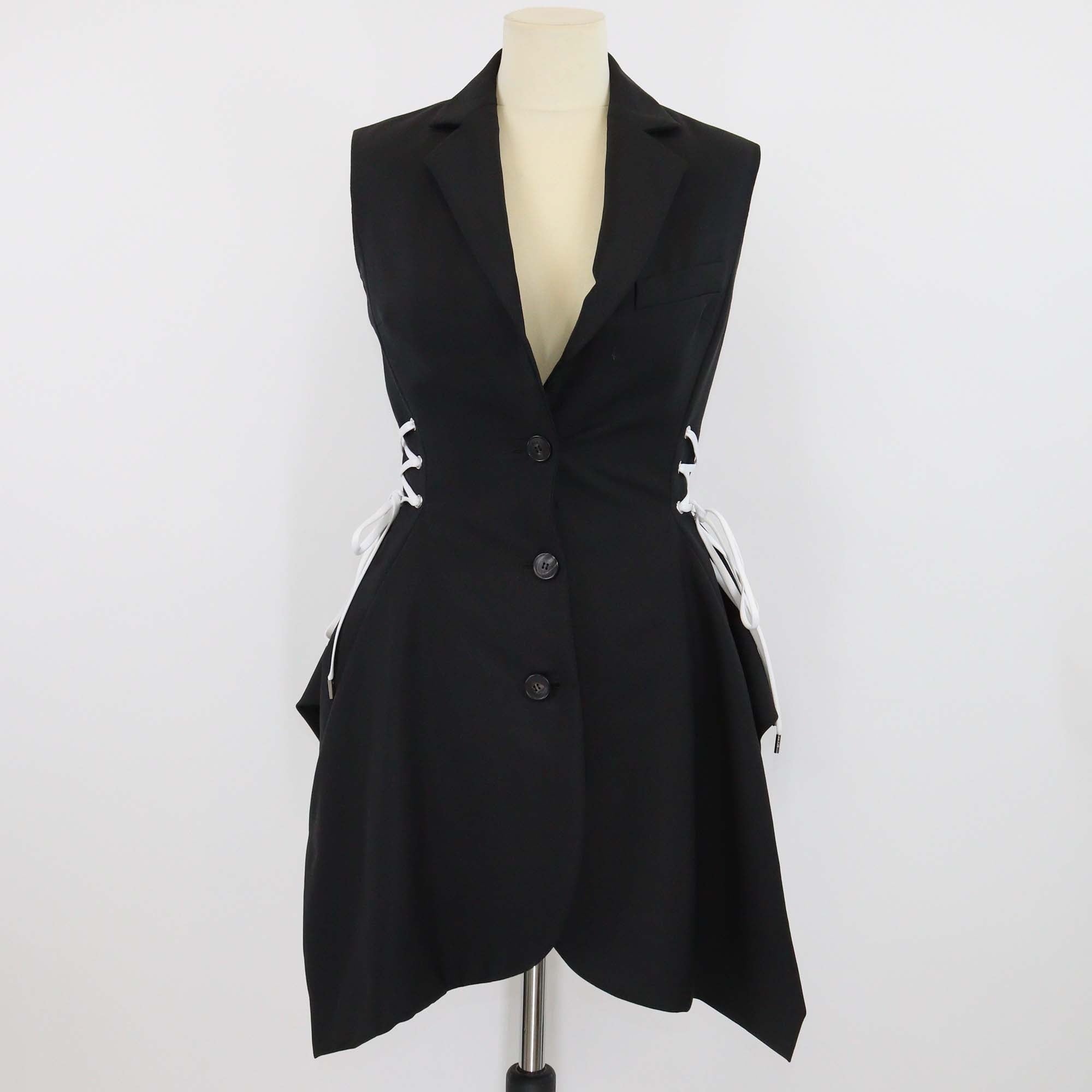 Christian Dior Black Mohair Lace Side Detailed Button Closure Vest Jacket