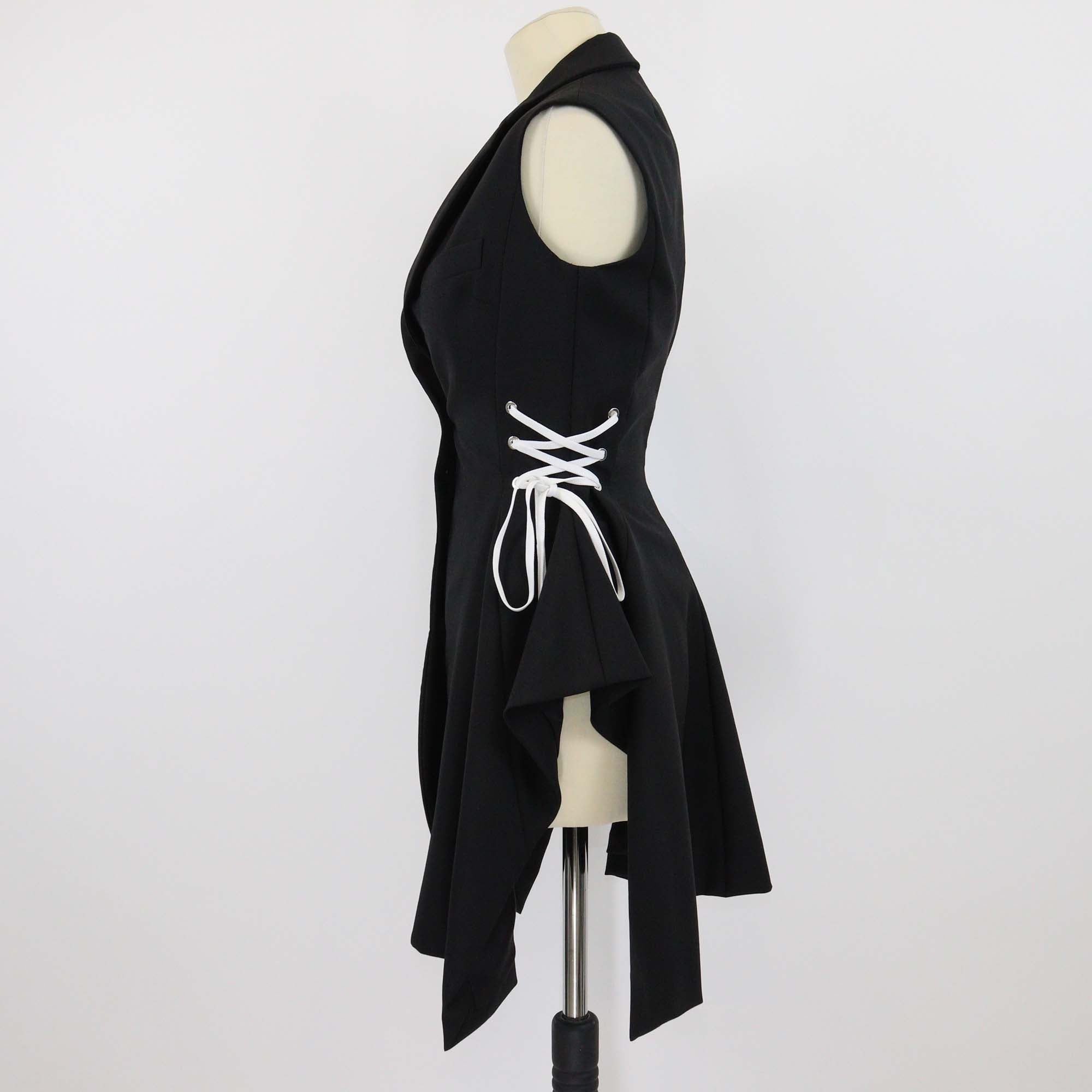 Christian Dior Black Mohair Lace Side Detailed Button Closure Vest Jacket