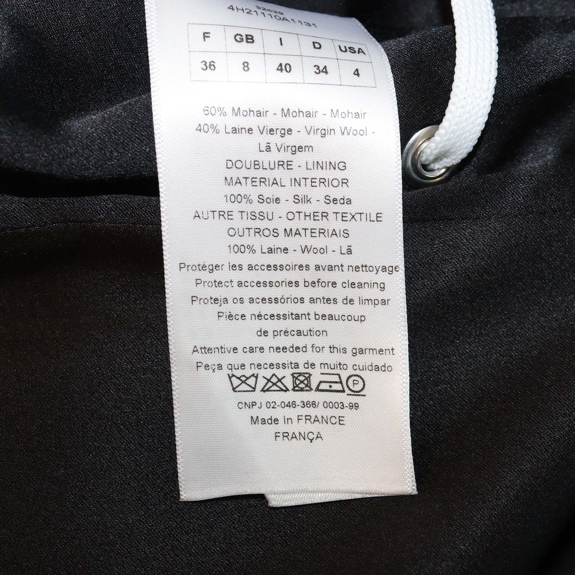 Christian Dior Black Mohair Lace Side Detailed Button Closure Vest Jacket