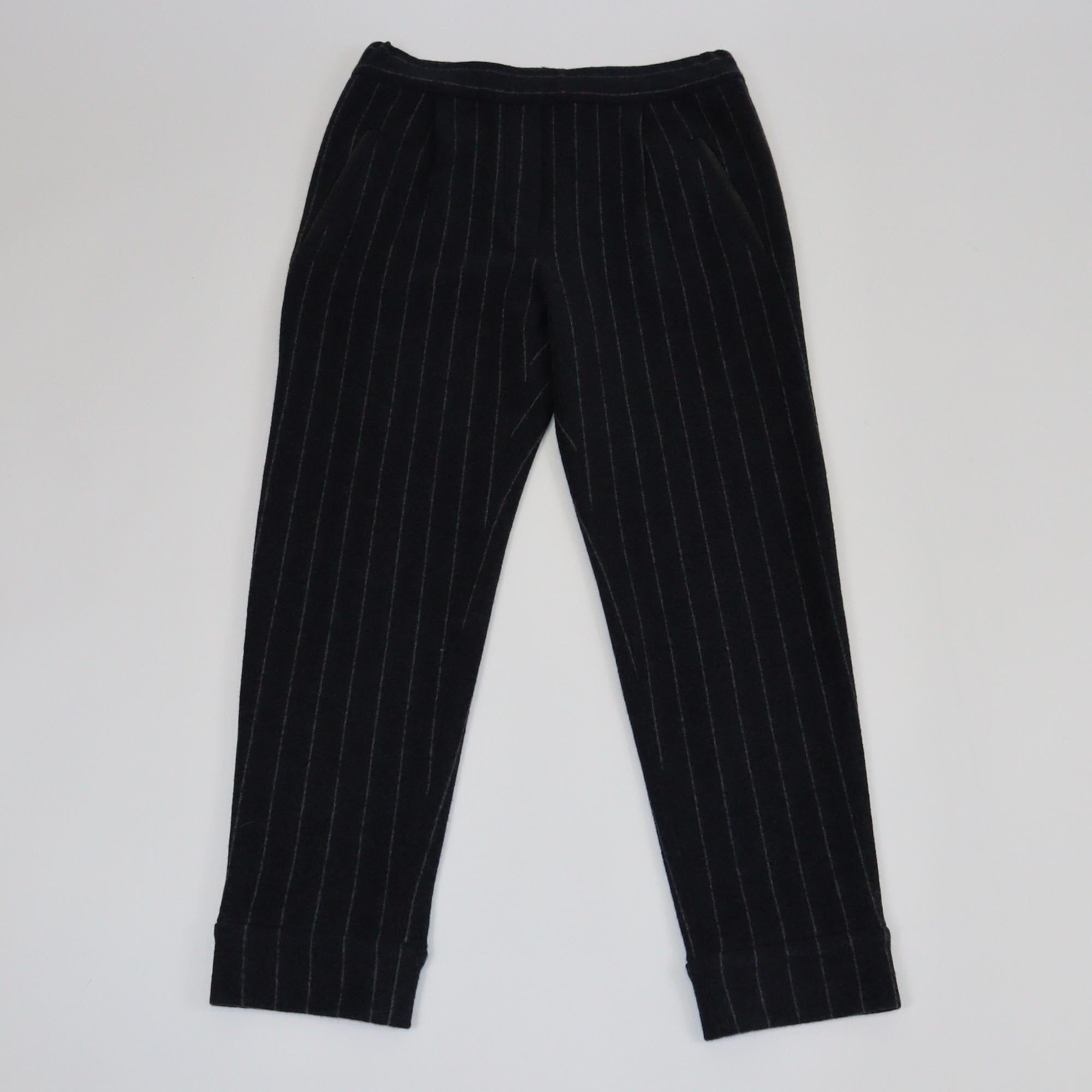 Brunello Cucinelli Black Pin Striped Straight Leg Pants Womens Brunello Cucinelli