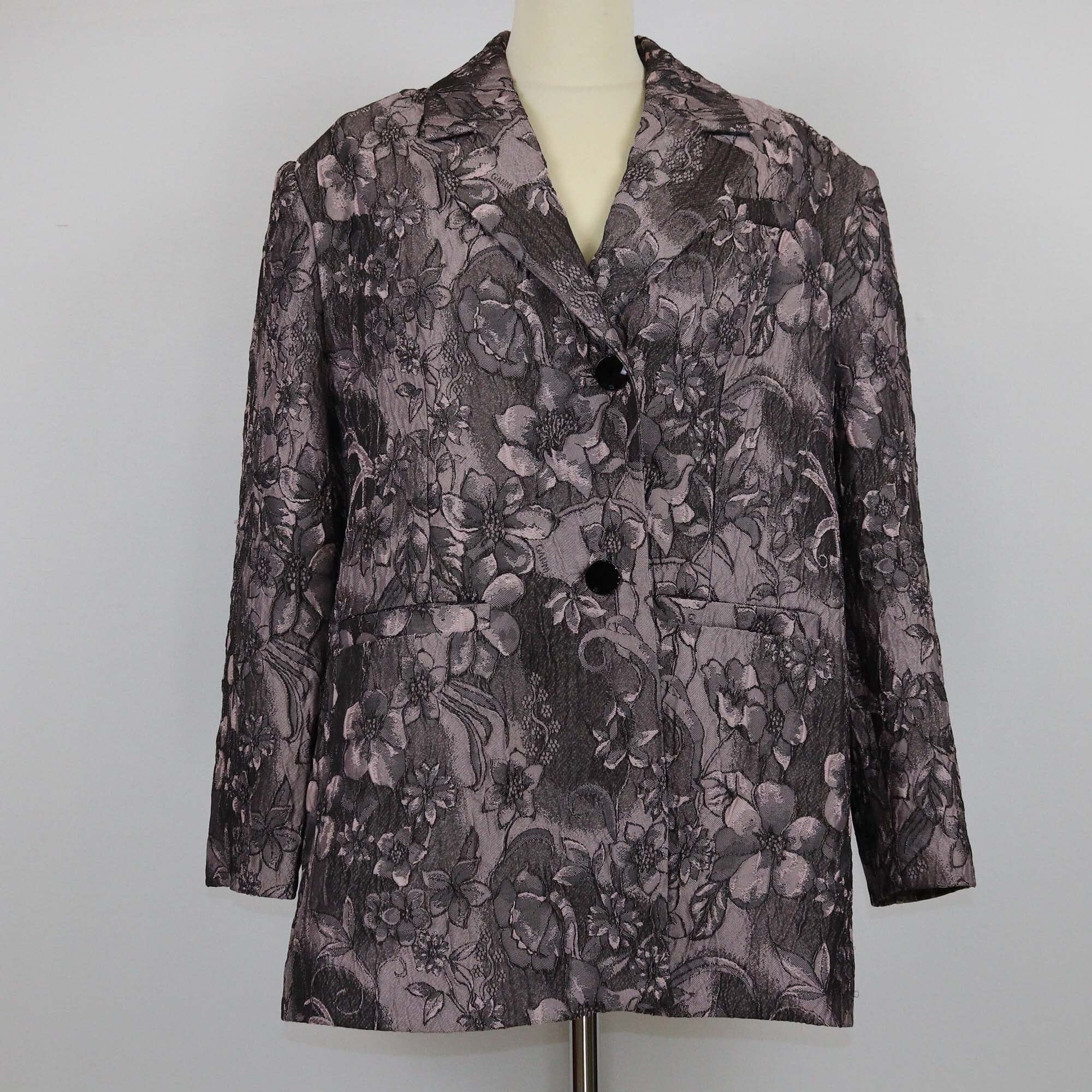 Ganni Black Lotus Jacquard Rippled Oversized Blazer Womens Ganni
