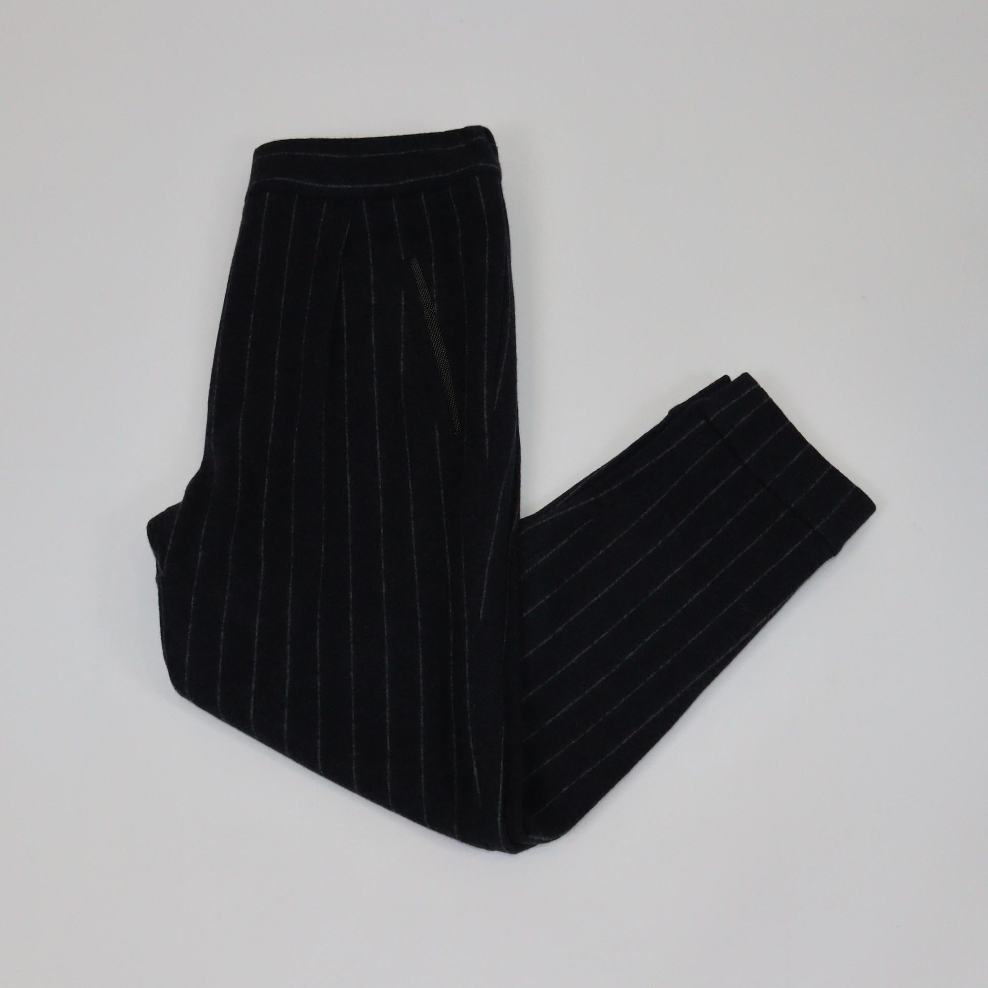 Brunello Cucinelli Black Pin Striped Straight Leg Pants Womens Brunello Cucinelli