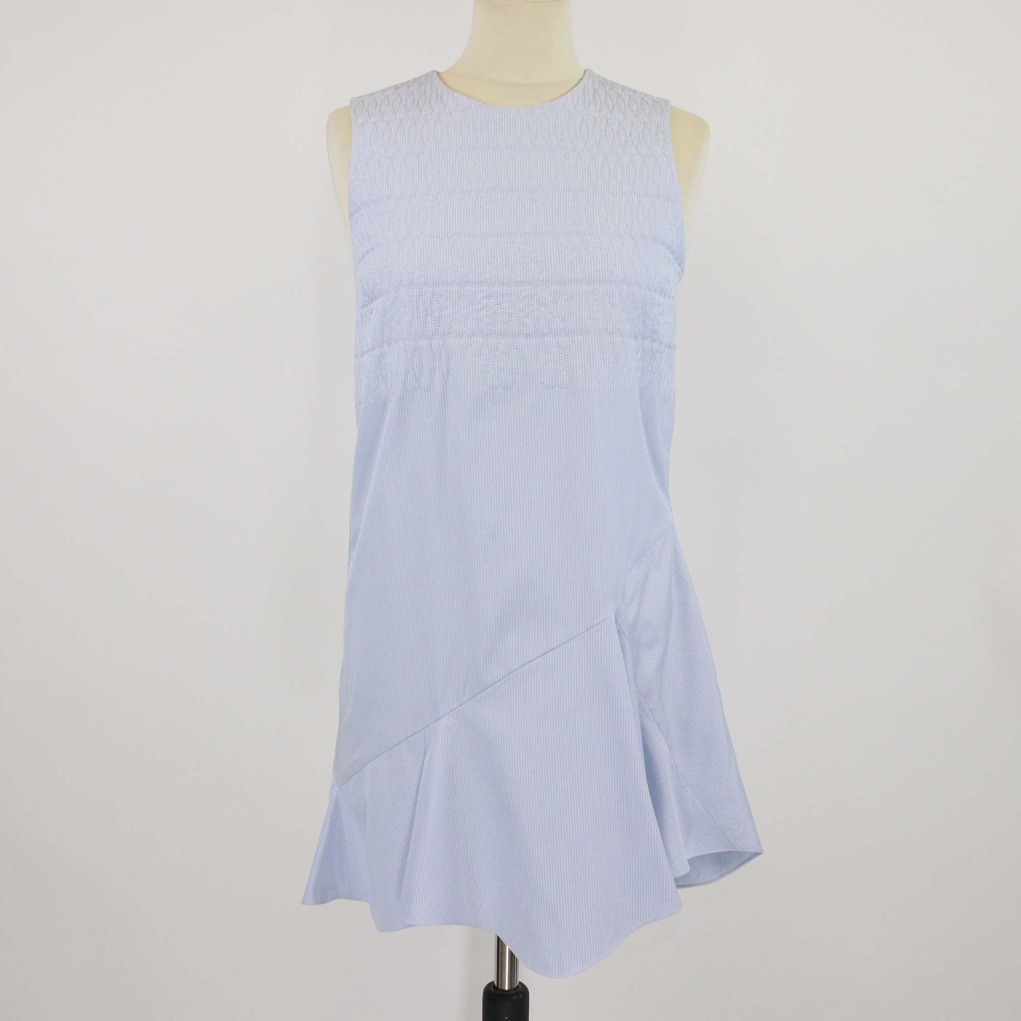 Christian Dior Light Blue/White Sleeveless Crew Neck Shift Dress