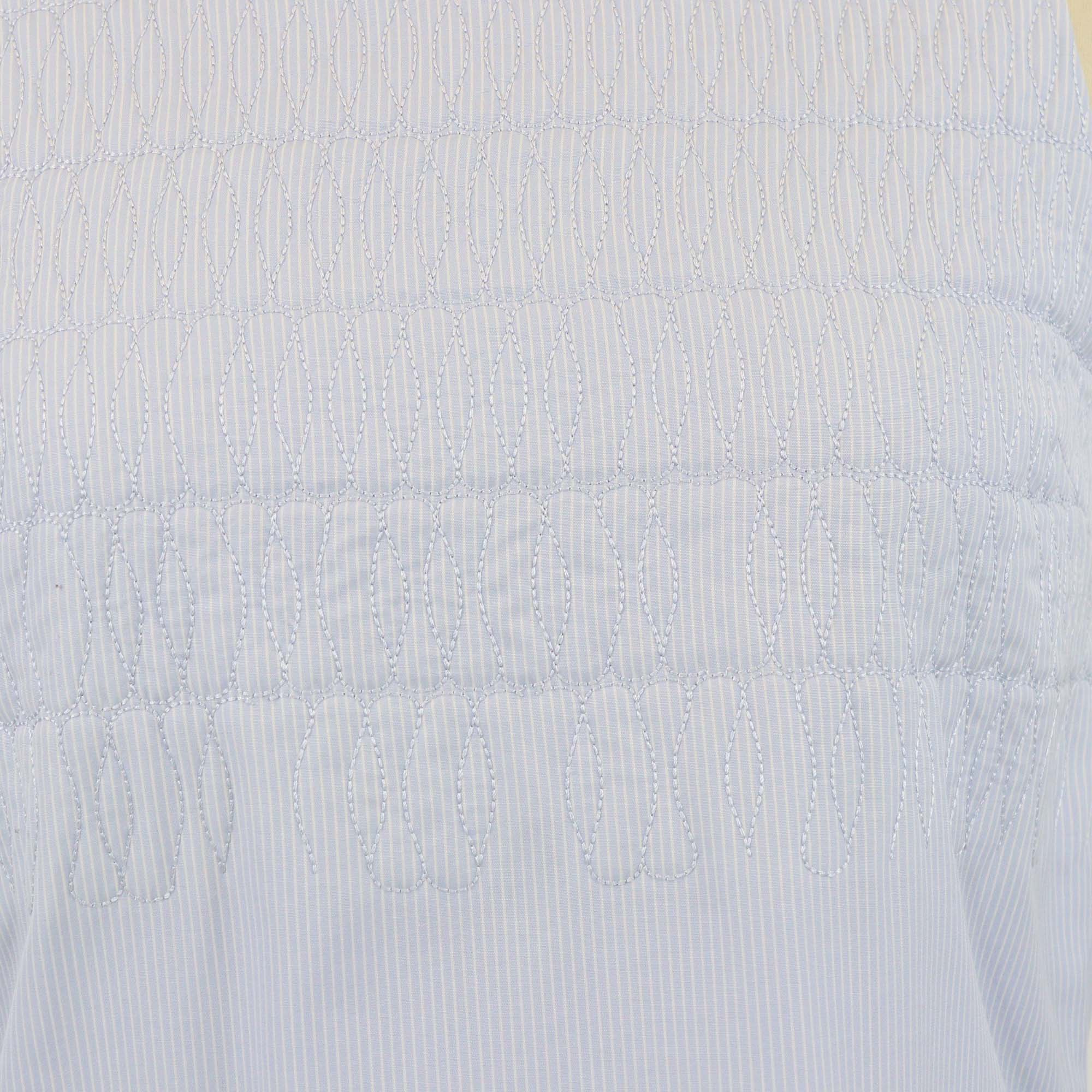 Christian Dior Light Blue/White Sleeveless Crew Neck Shift Dress