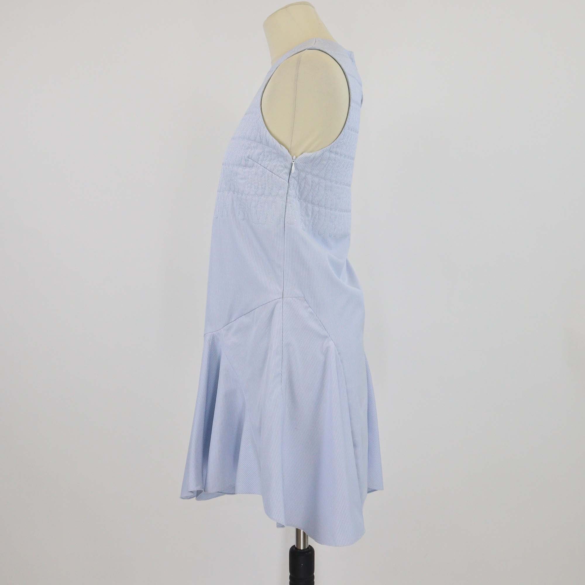 Christian Dior Light Blue/White Sleeveless Crew Neck Shift Dress