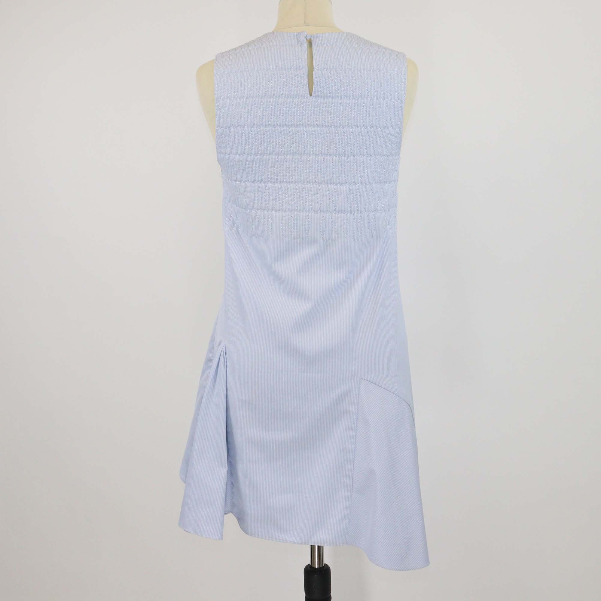 Christian Dior Light Blue/White Sleeveless Crew Neck Shift Dress