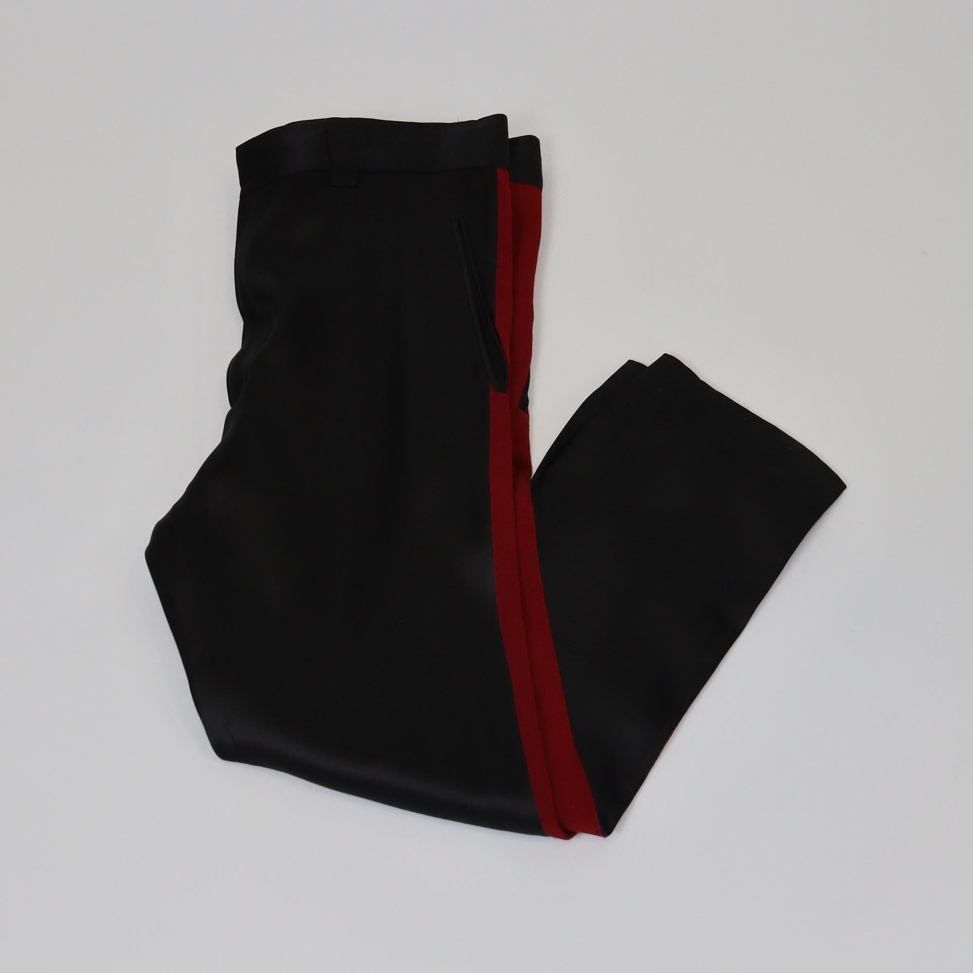 Haider Ackermann Black/Red Straight Leg Pants Womens Haider Ackermann