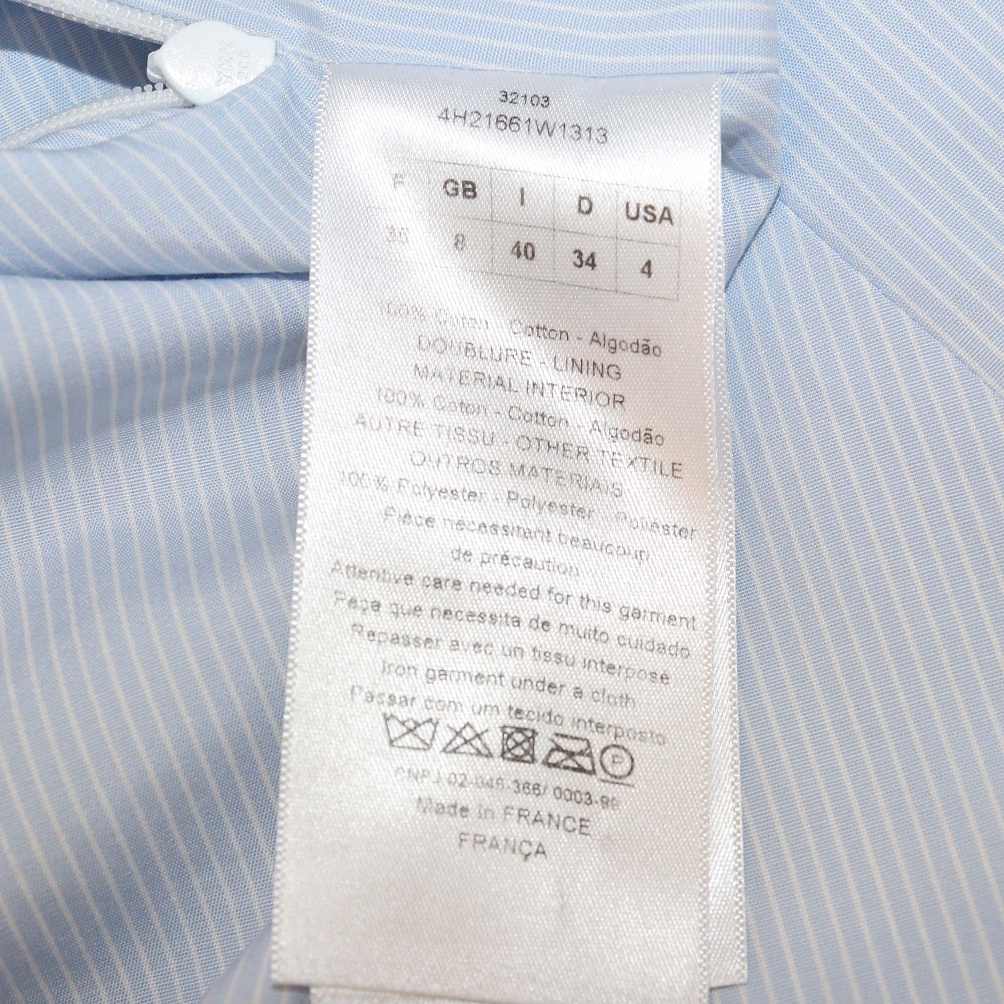 Christian Dior Light Blue/White Sleeveless Crew Neck Shift Dress