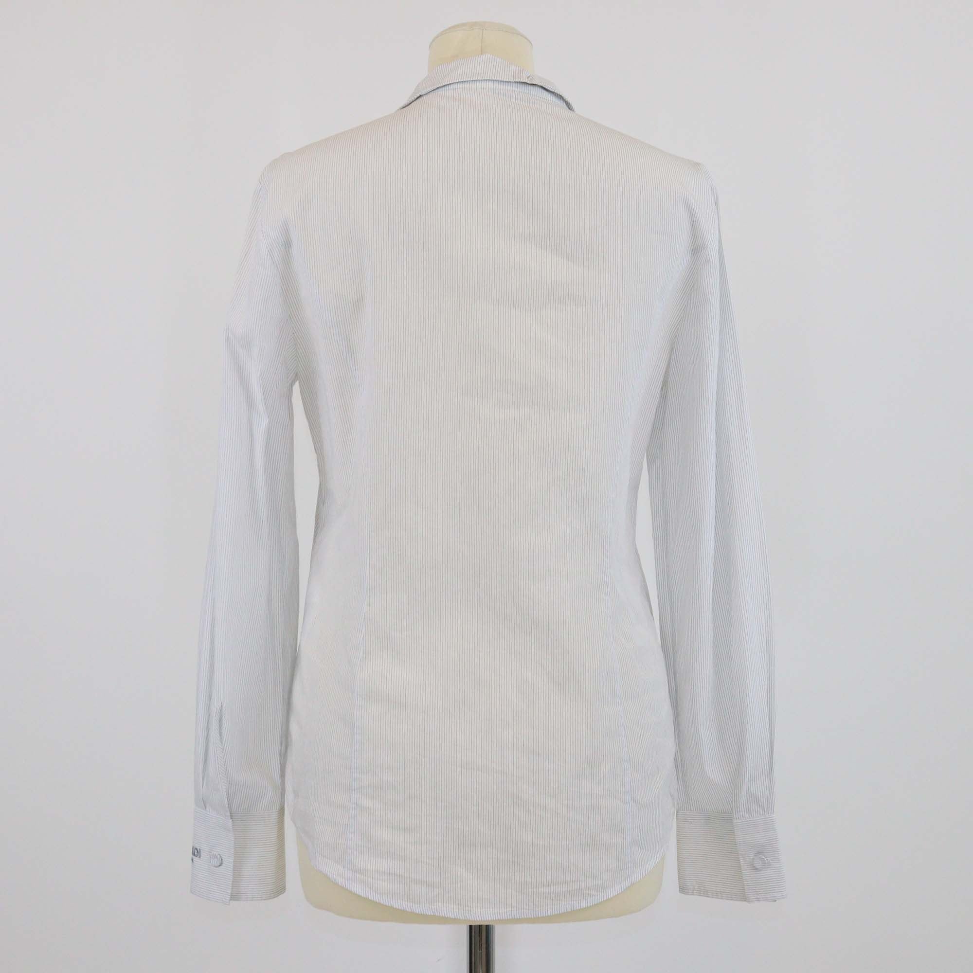 Fendi White/Black Pinstripe Long Sleeve Button Front Shirt
