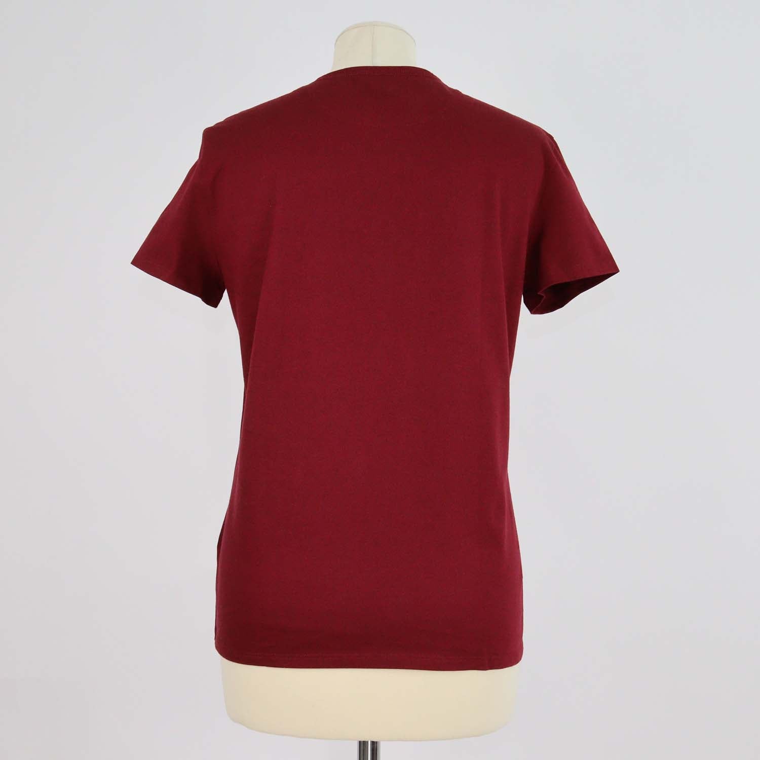 Hermes Maroon Cotton Embroidered Pocket T Shirt