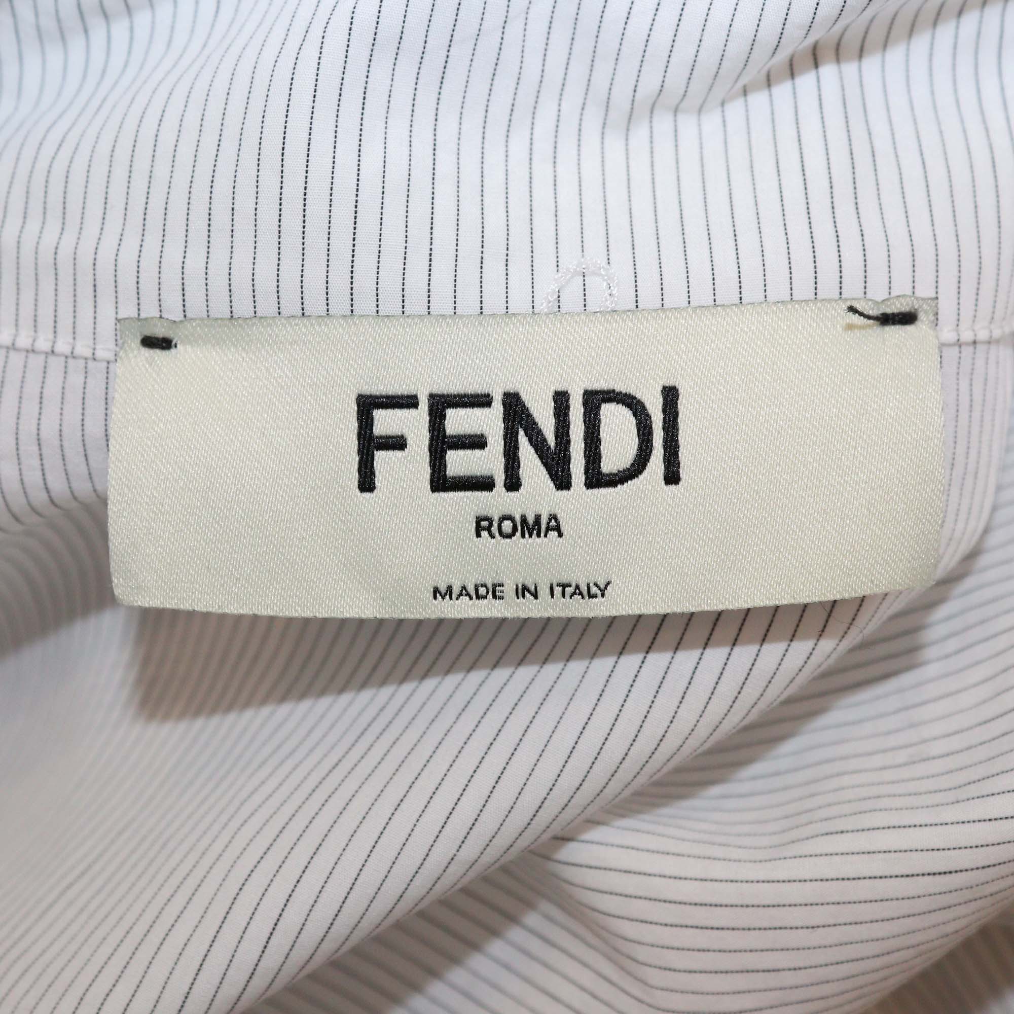Fendi White/Black Pinstripe Long Sleeve Button Front Shirt