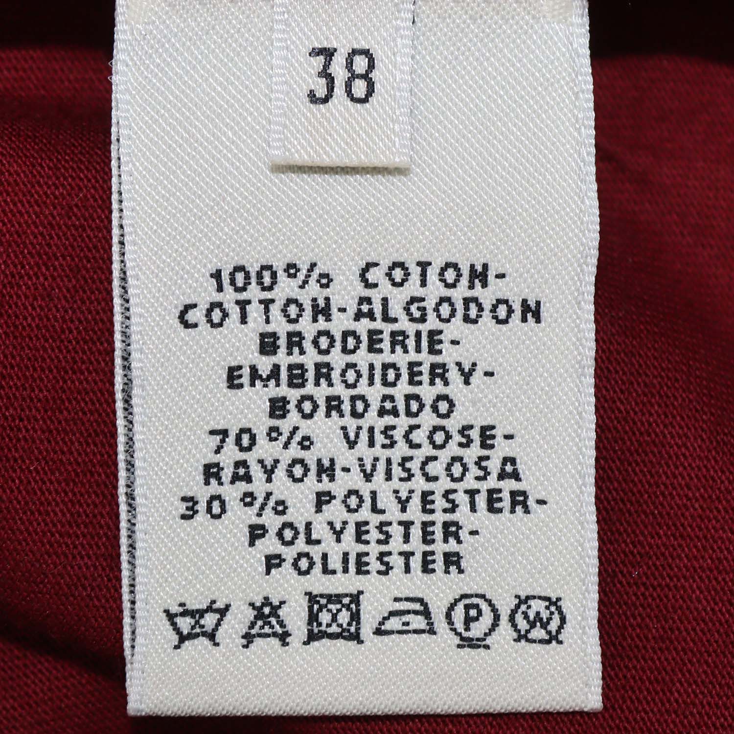 Hermes Maroon Cotton Embroidered Pocket T Shirt