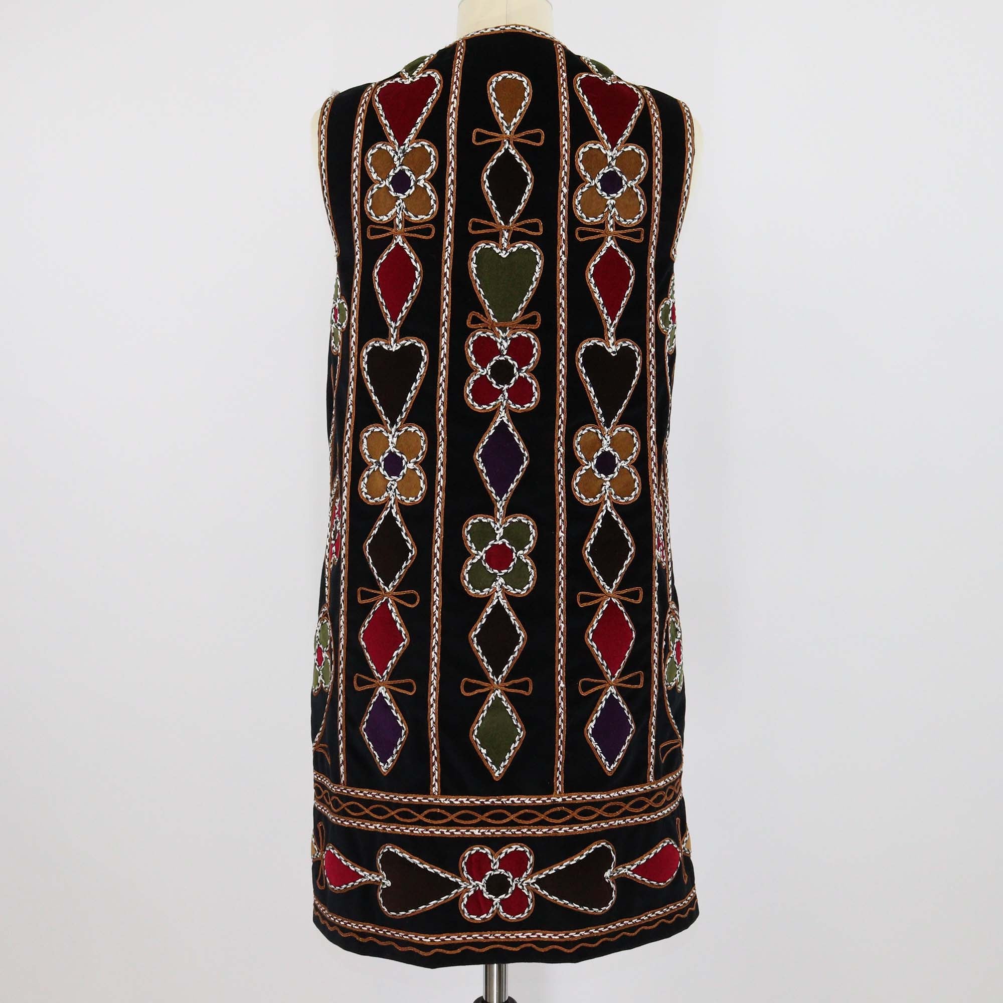 Christian Dior Multicolor Velvet Embroidered Patterned Vest