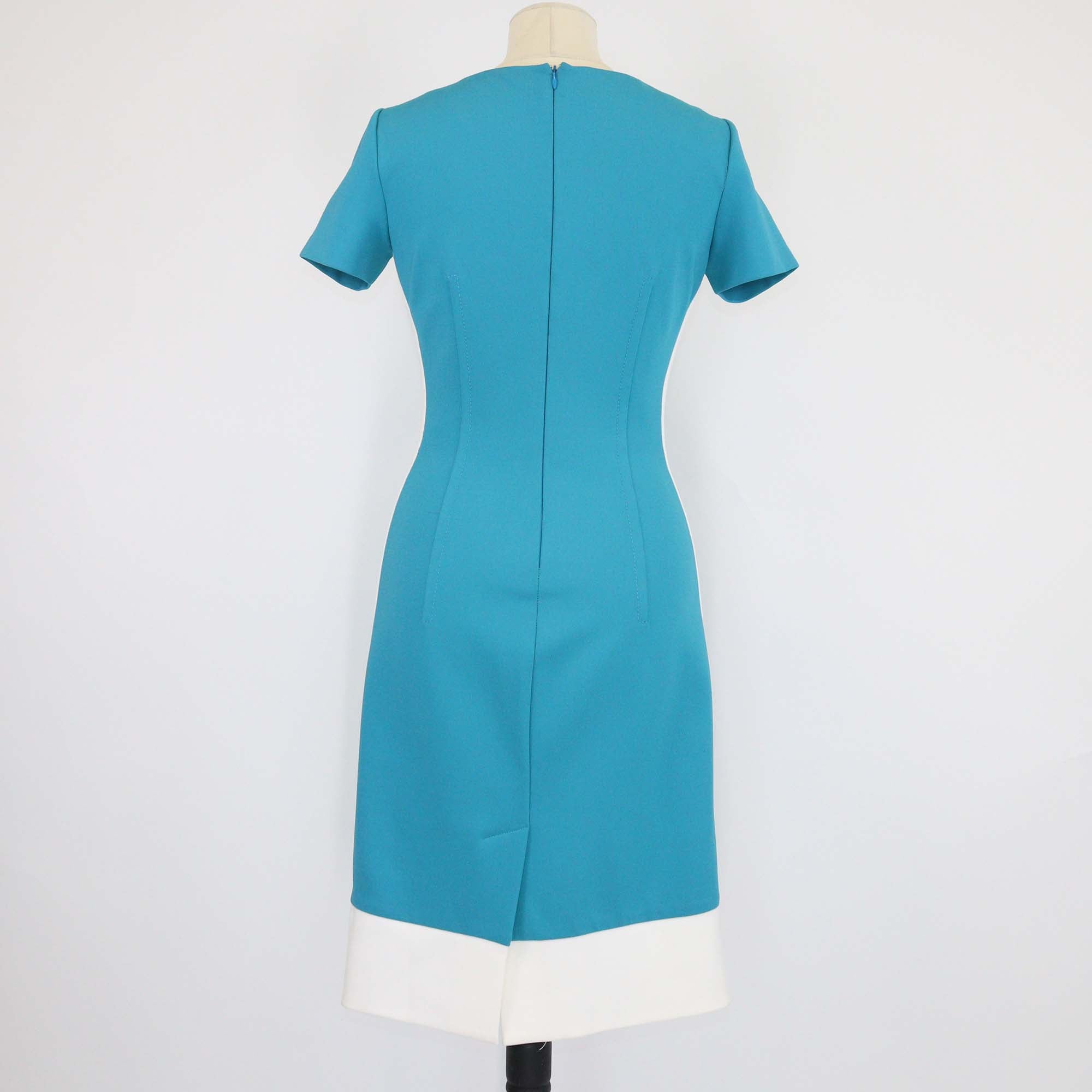 Prada Blue/White Blend Jersey V-Neck Sheath Dress