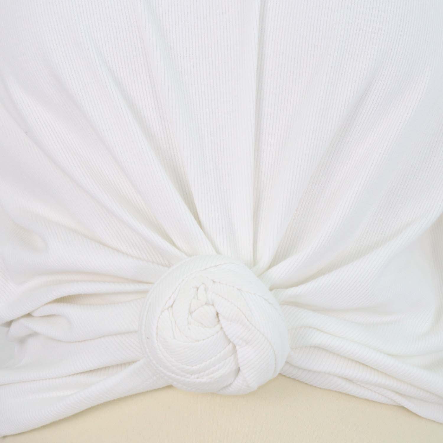 Magda Butrym White Cotton Knit Knot Crop T Shirt