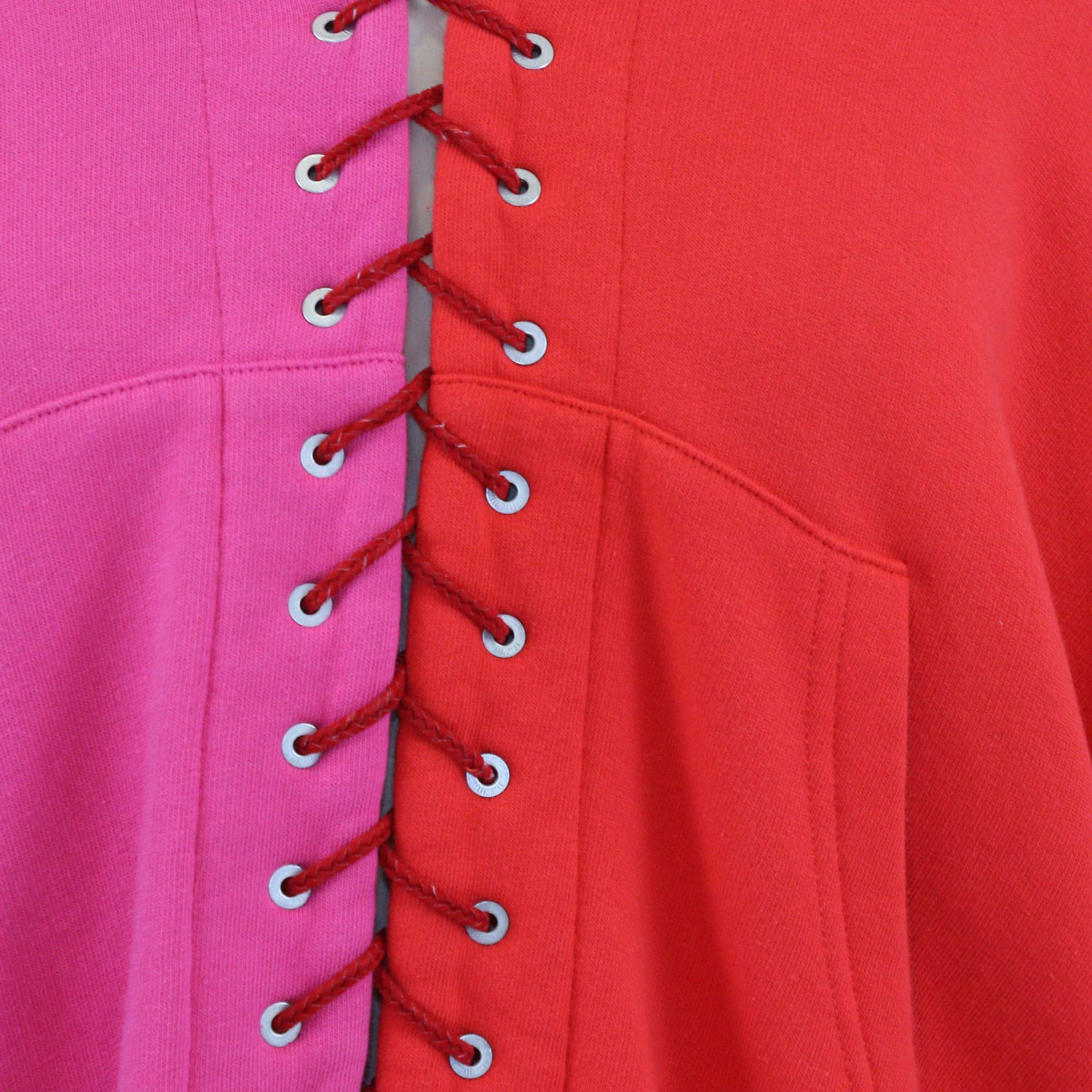 Unravel Project Red/Pink Lace Front Hooded Jacket