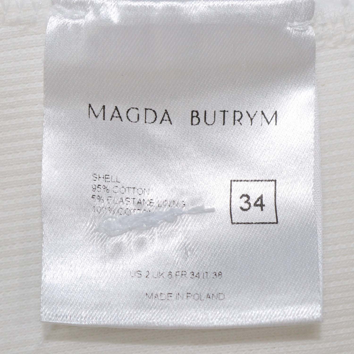 Magda Butrym White Cotton Knit Knot Crop T Shirt