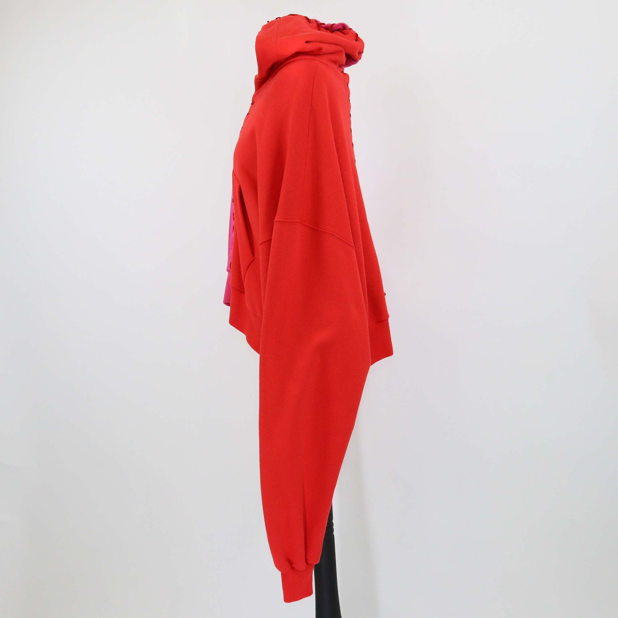 Unravel Project Red/Pink Lace Front Hooded Jacket