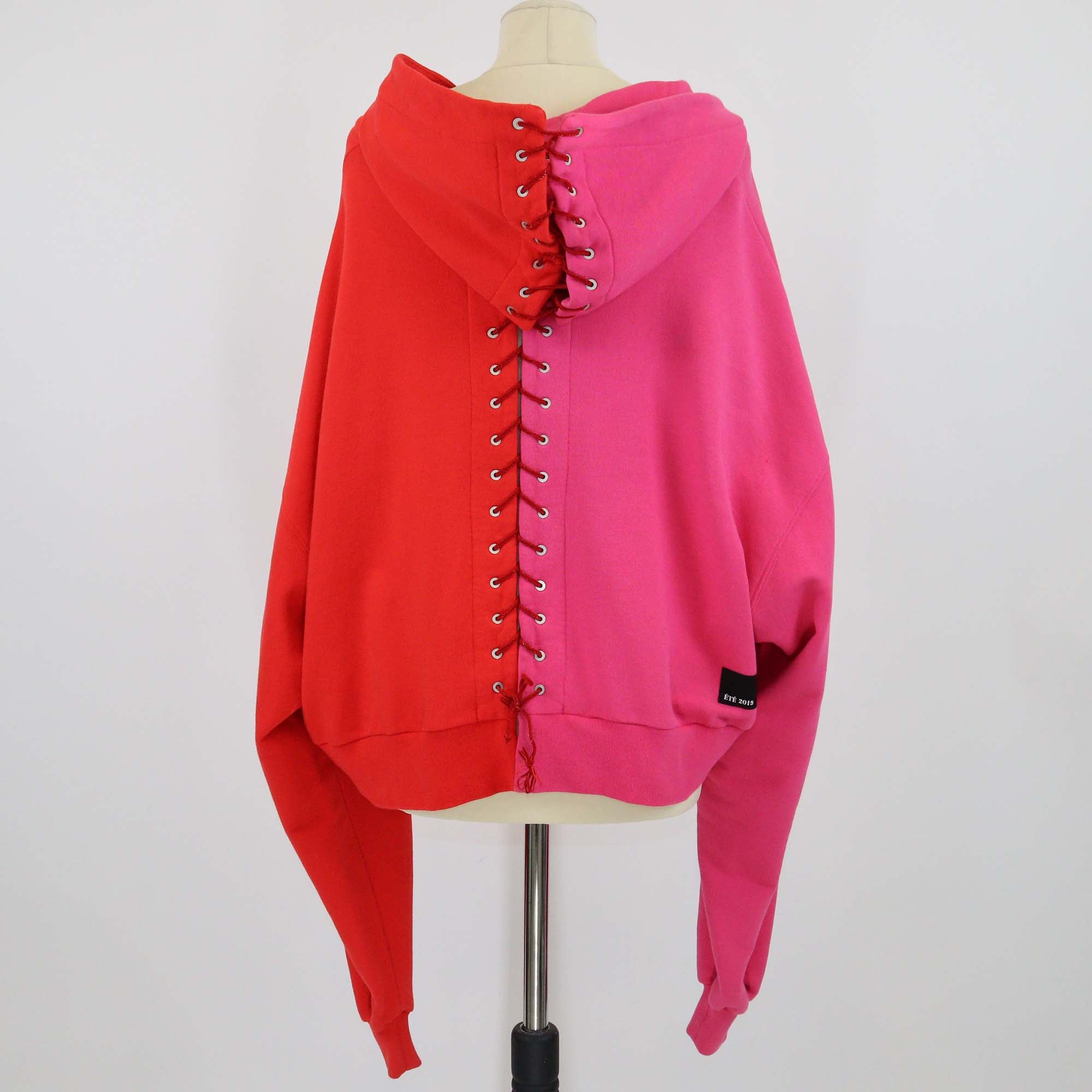 Unravel Project Red/Pink Lace Front Hooded Jacket