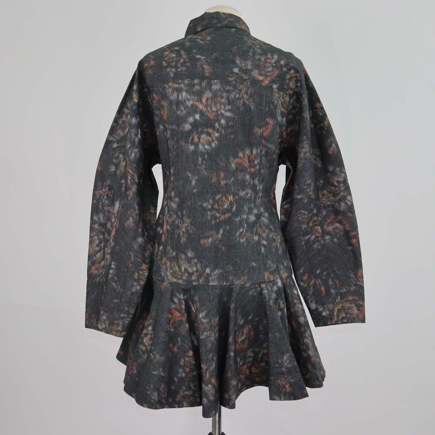 Ganni Black Cotton Floral Phantom Shirt Dress