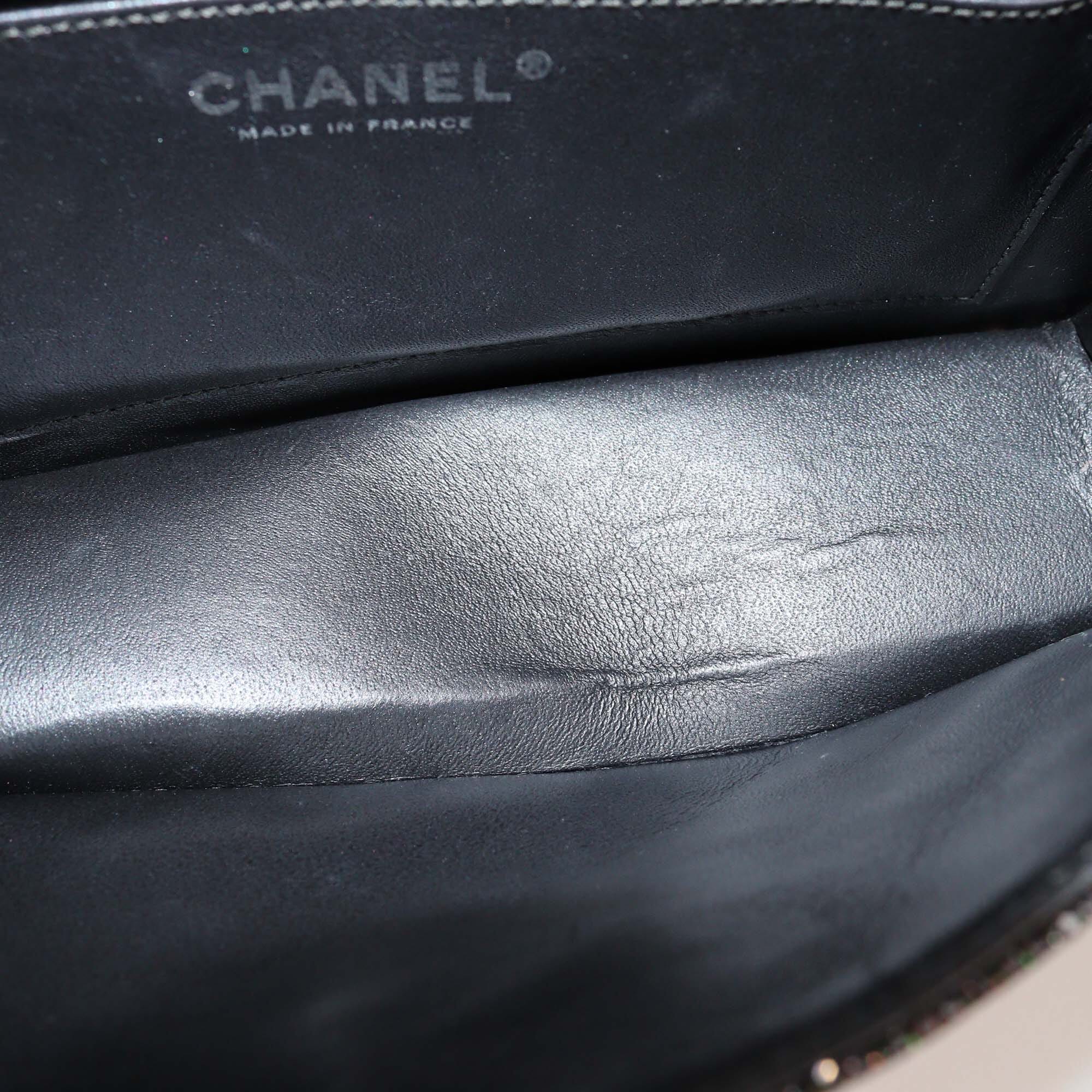 Chanel Metallic Grey Quilted Glitter Reissue East/West Flap Bag Womens Chanel