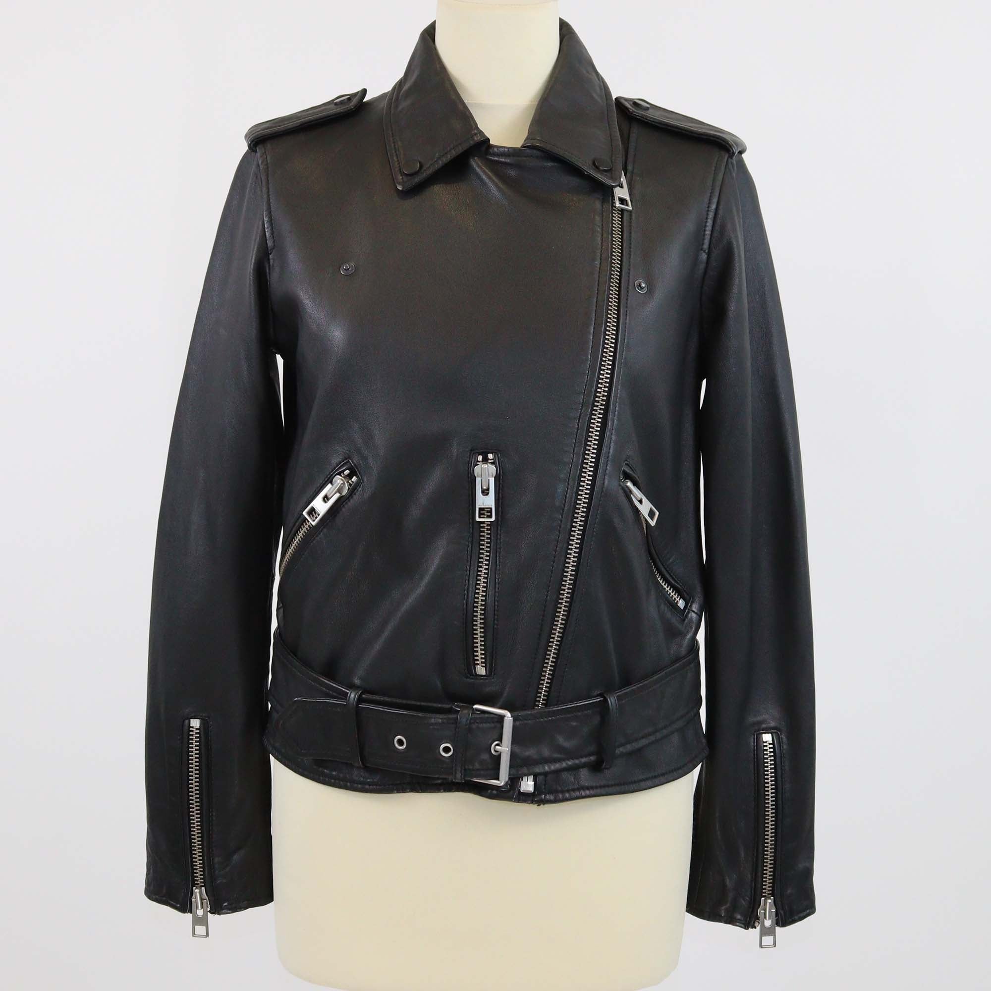 All Saints Black Leather Balfern Biker Jacket