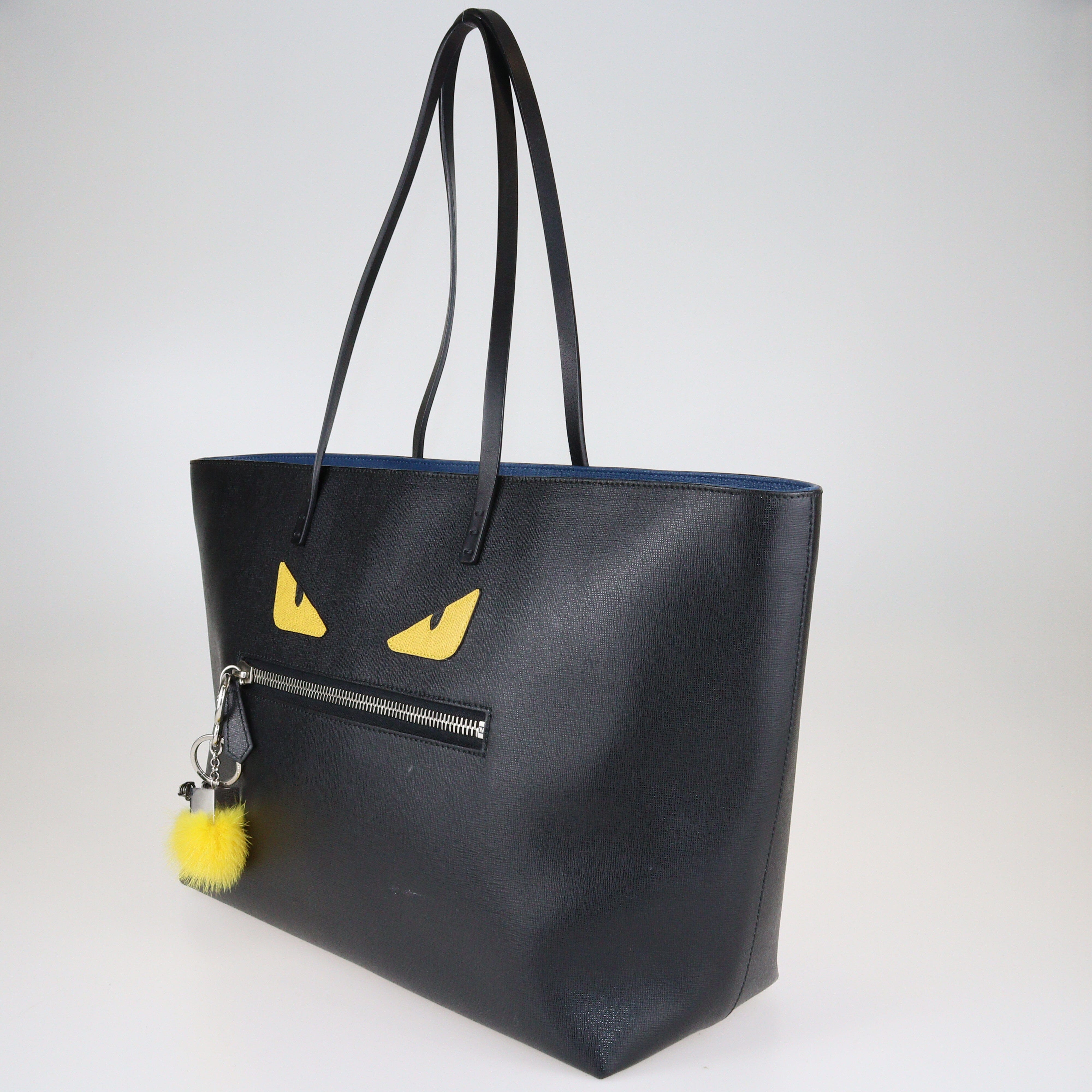 Black Monster Roll Tote Bag w/ Charm Bags Fendi 