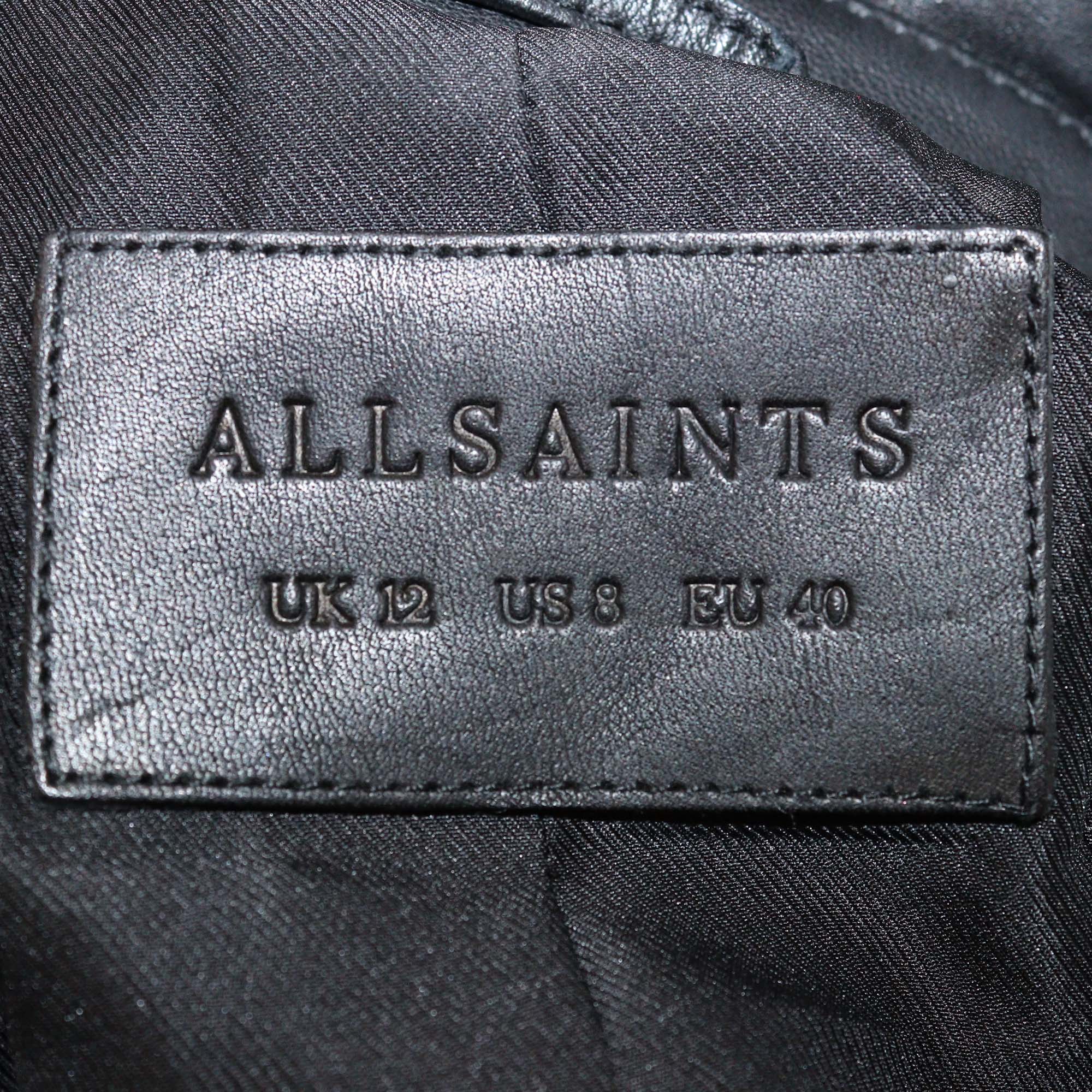 All Saints Black Leather Balfern Biker Jacket