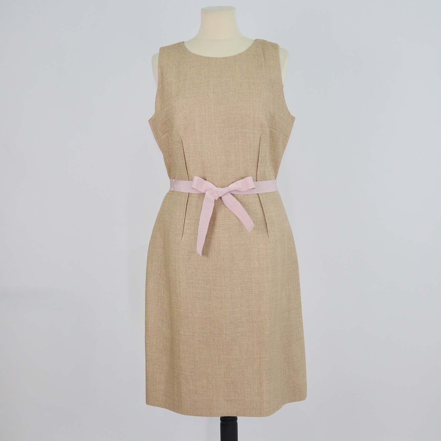 Paule Ka Beige Knit Blend Sleeveless Midi Dress