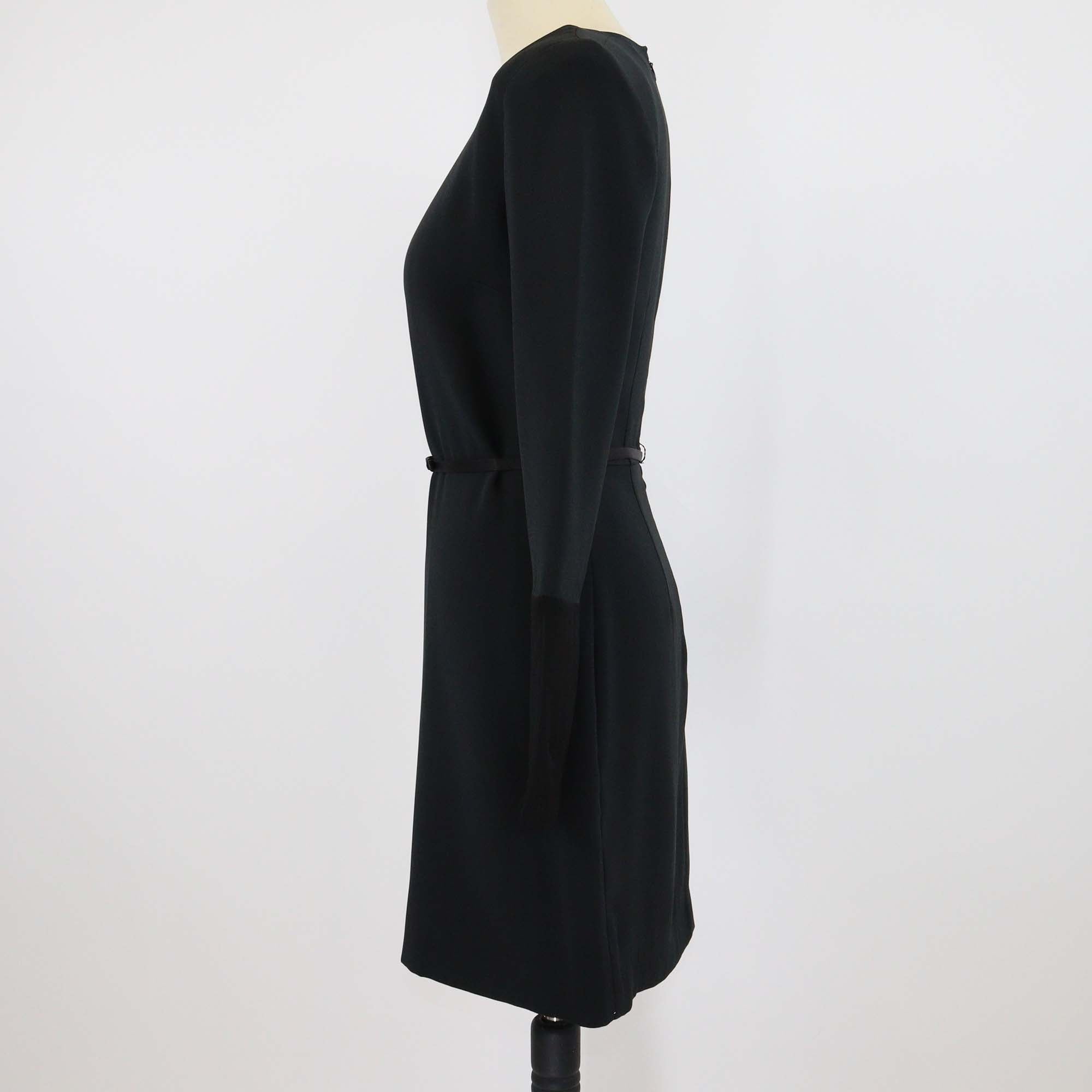 Tom Ford Black Silk Belted Long Sleeve Short Dress
