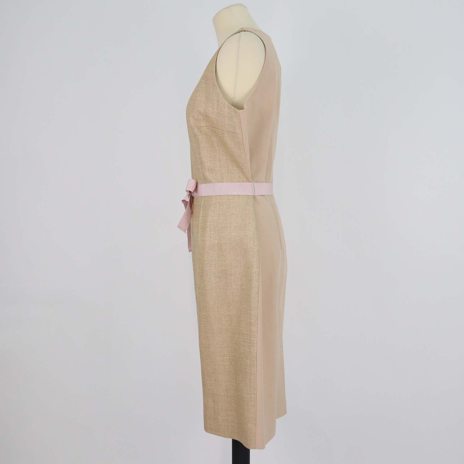 Paule Ka Beige Knit Blend Sleeveless Midi Dress