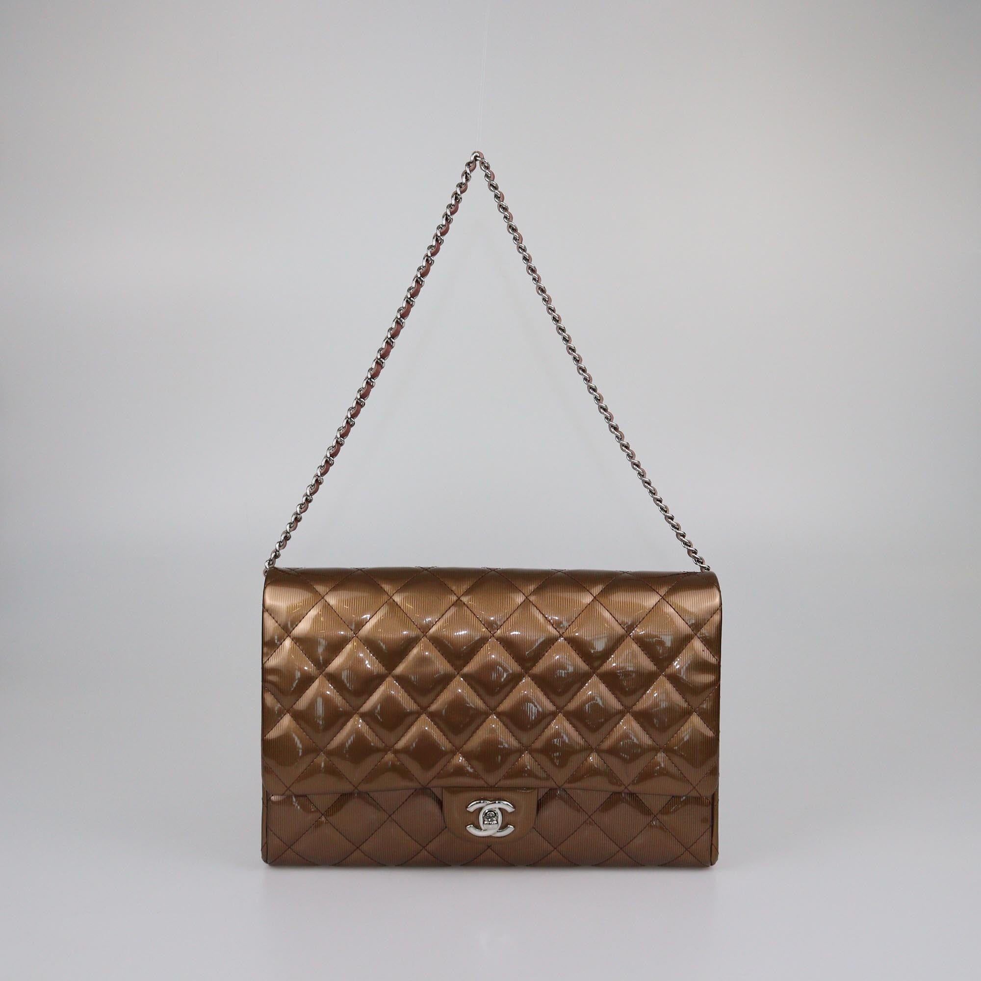 Chanel Bronze Quilted Classic Chain Clutch Womens Chanel