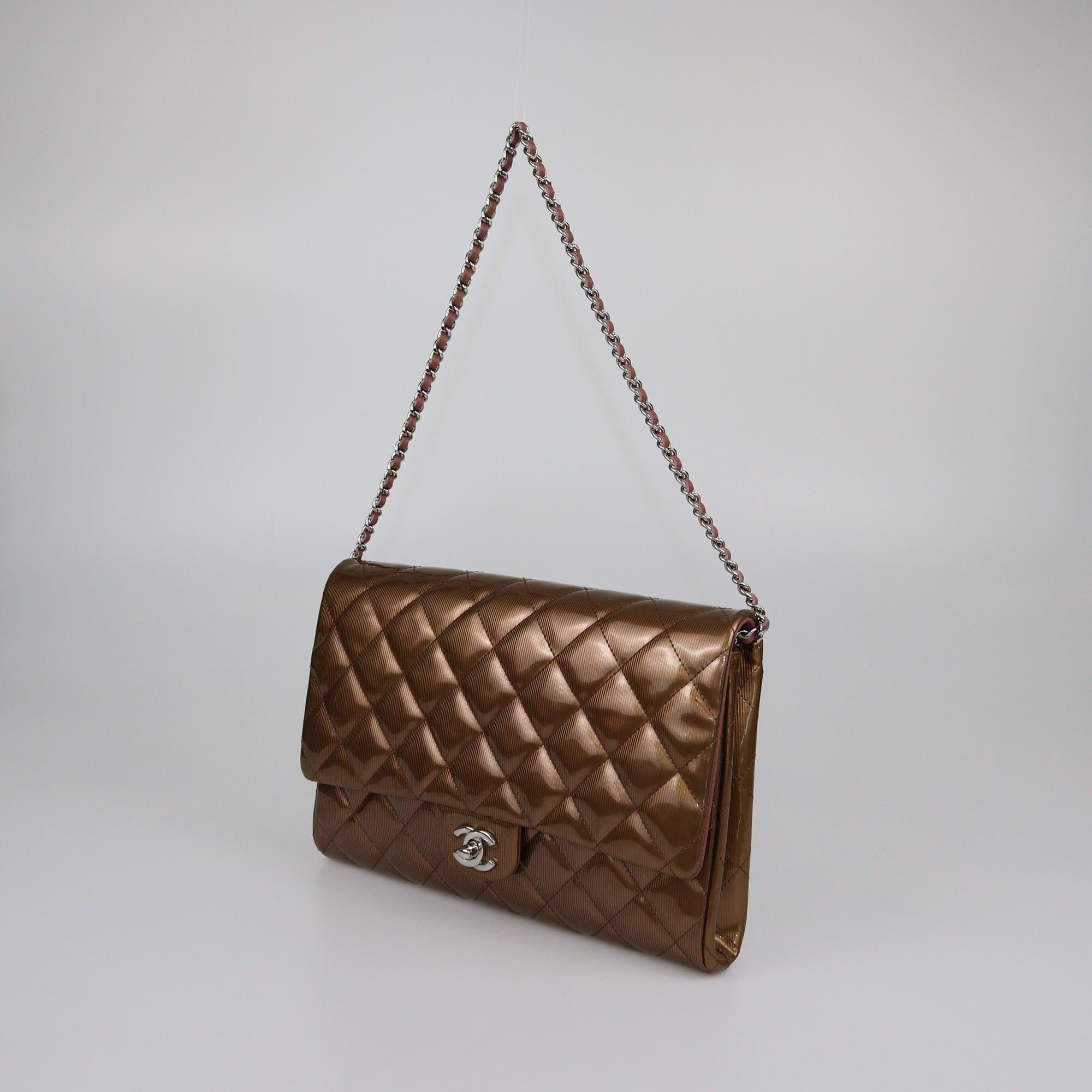 Chanel Bronze Quilted Classic Chain Clutch Womens Chanel