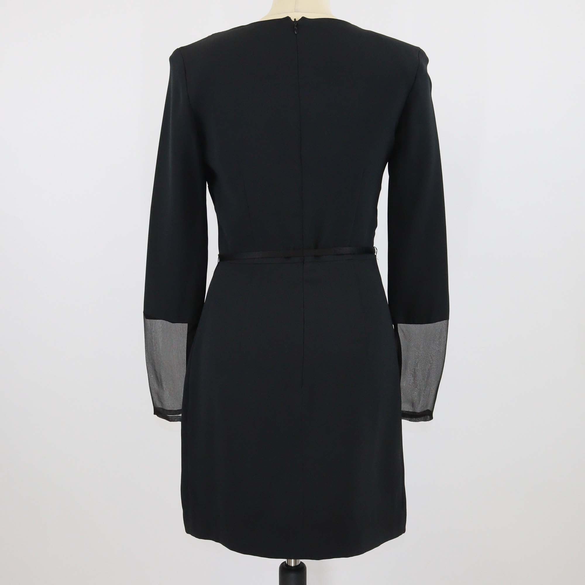 Tom Ford Black Silk Belted Long Sleeve Short Dress