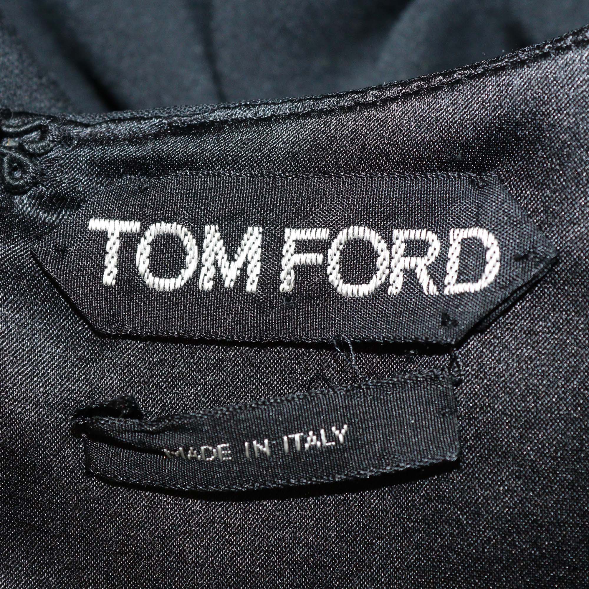 Tom Ford Black Silk Belted Long Sleeve Short Dress