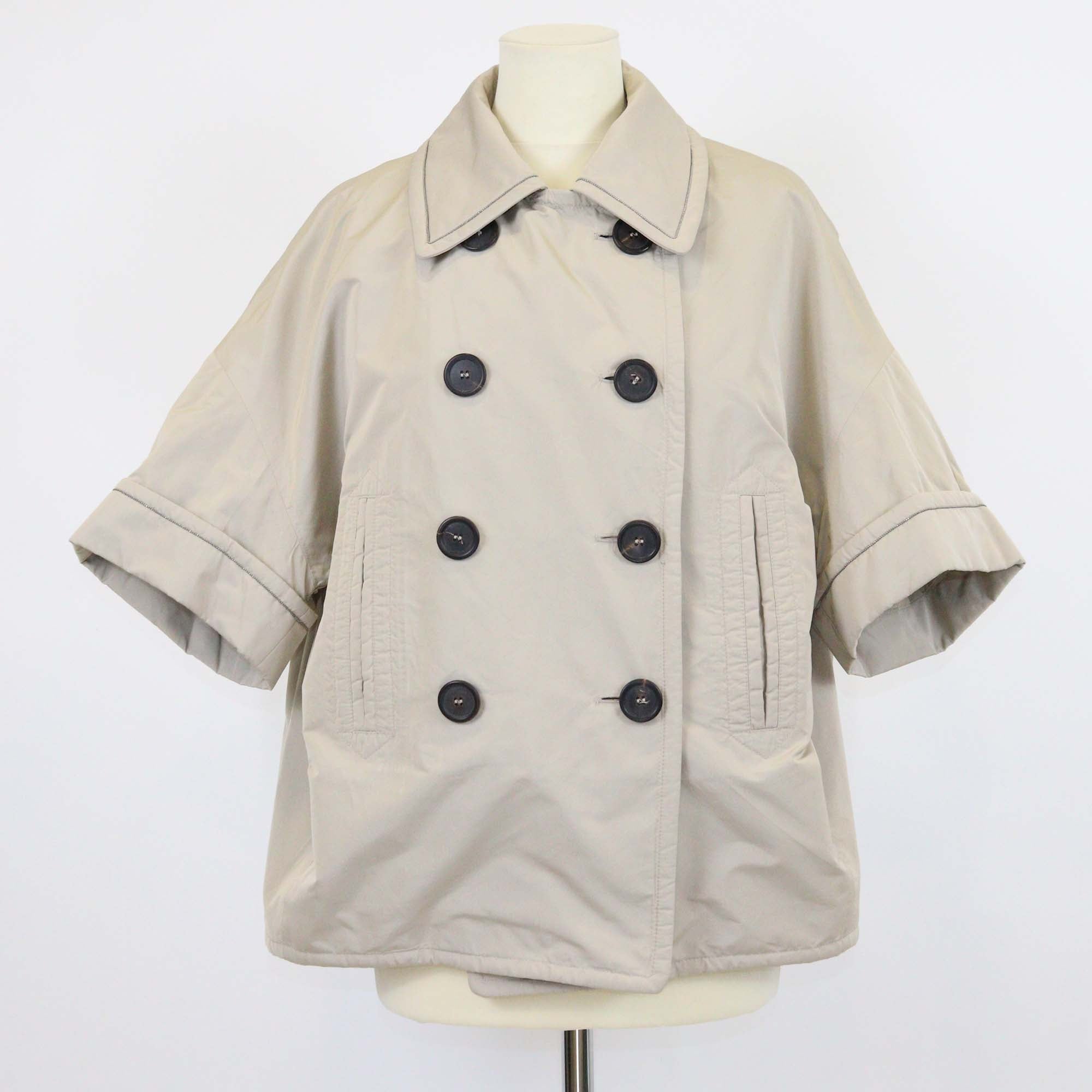 Brunello Cucinelli Beige Double Breasted Short Sleeve Jacket
