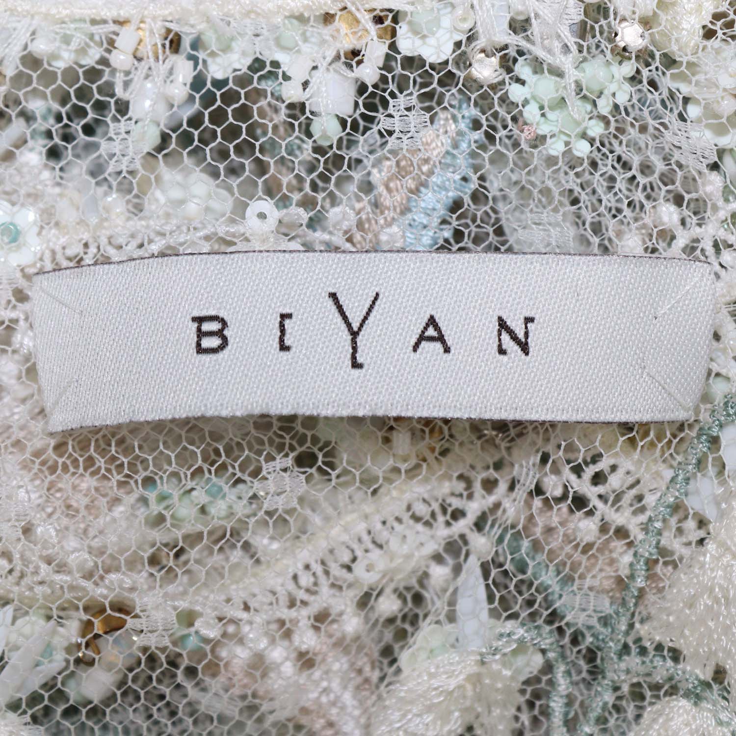 Biyan Cream Polyamide Sehati Beaded Floral Embroidered Blouse