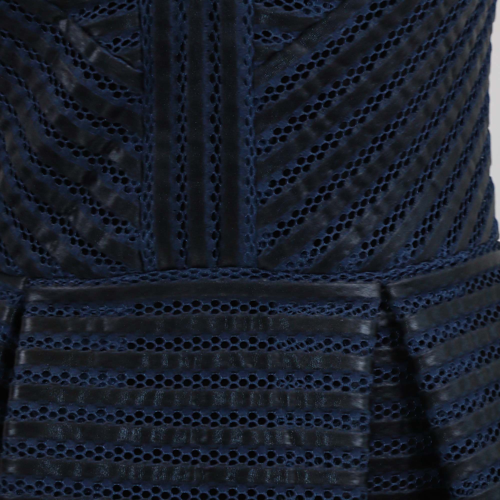 Maje Navy Blue/Black Polyester Mesh Rosemount Mini Dress