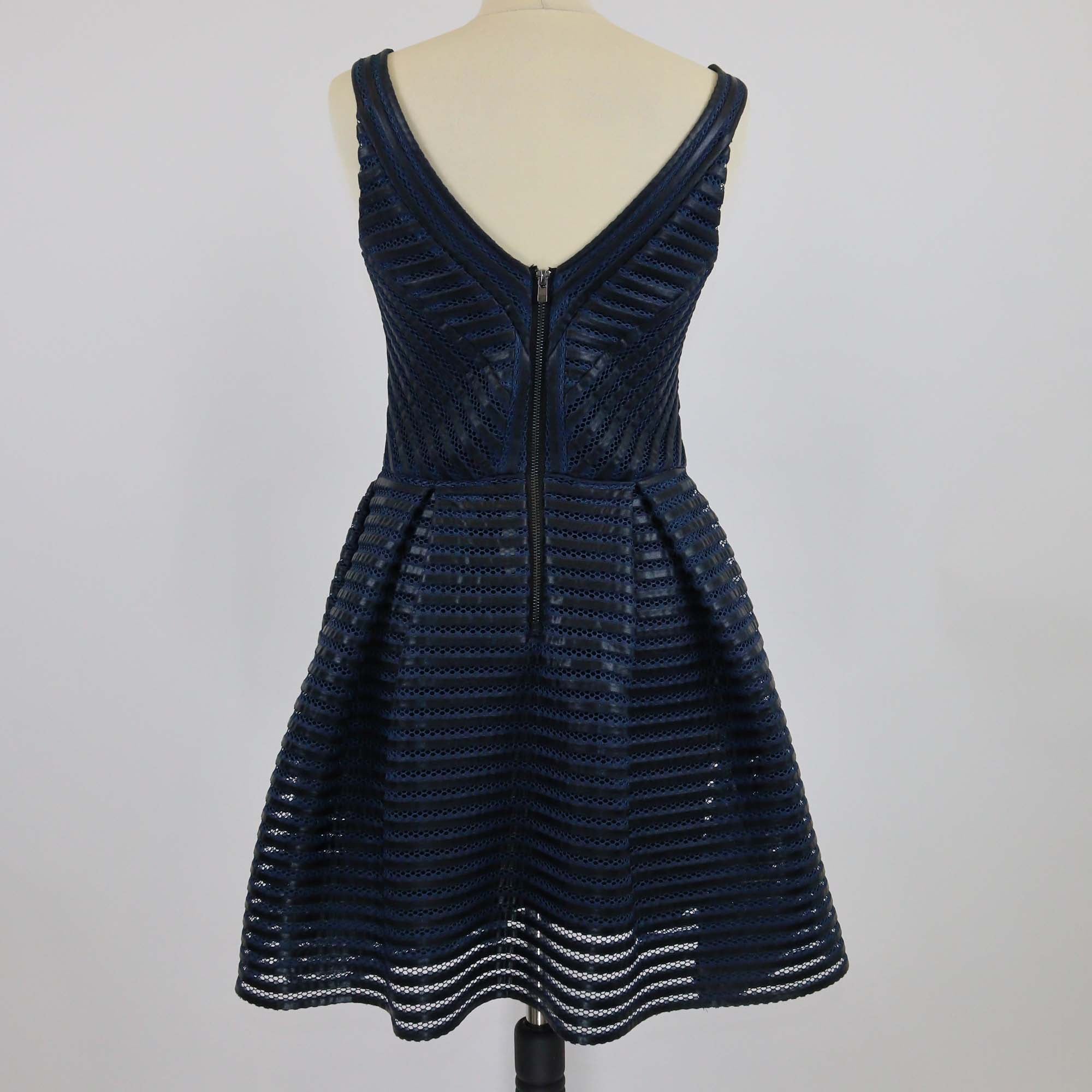 Maje Navy Blue/Black Polyester Mesh Rosemount Mini Dress
