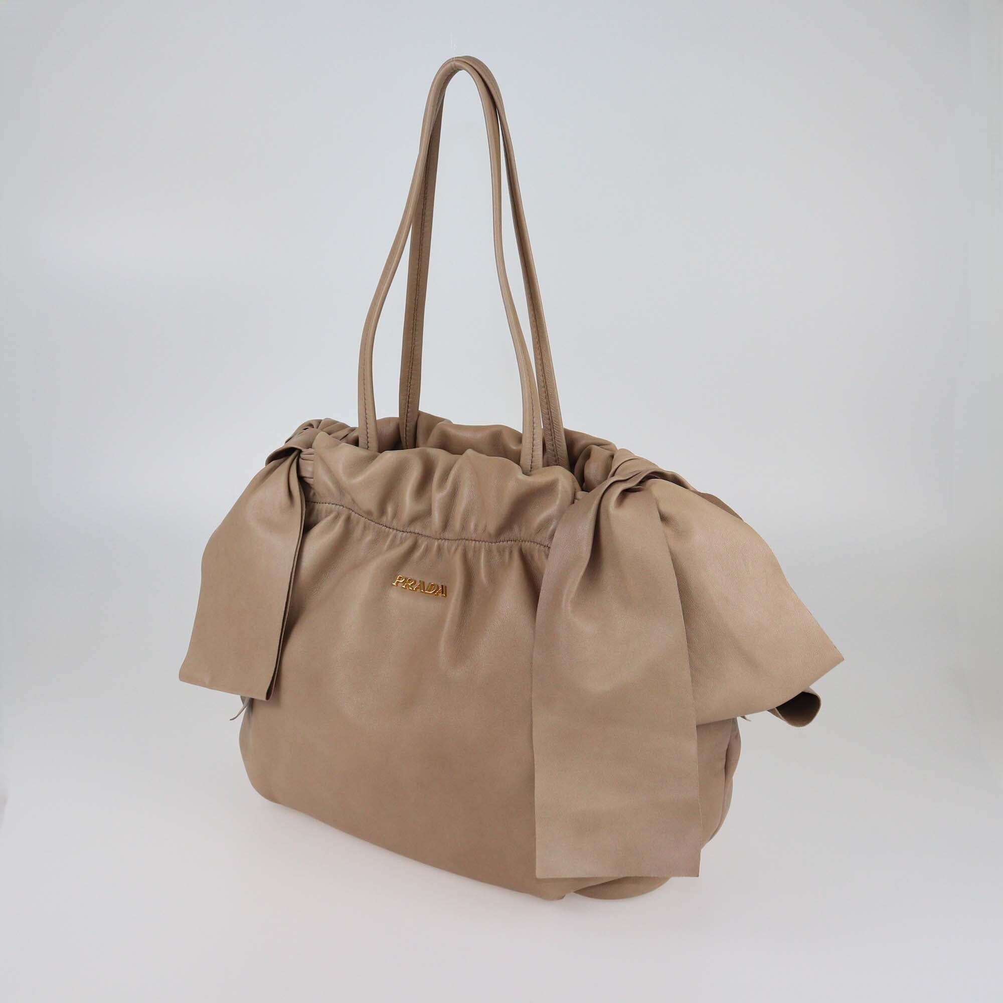 Prada Beige Bow Tote Womens Prada