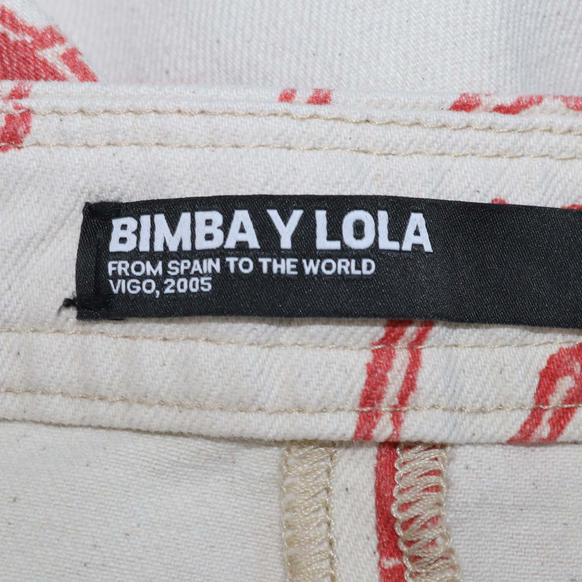 Bimba Y Lola Sand,Red Denim Printed Barrel Pants