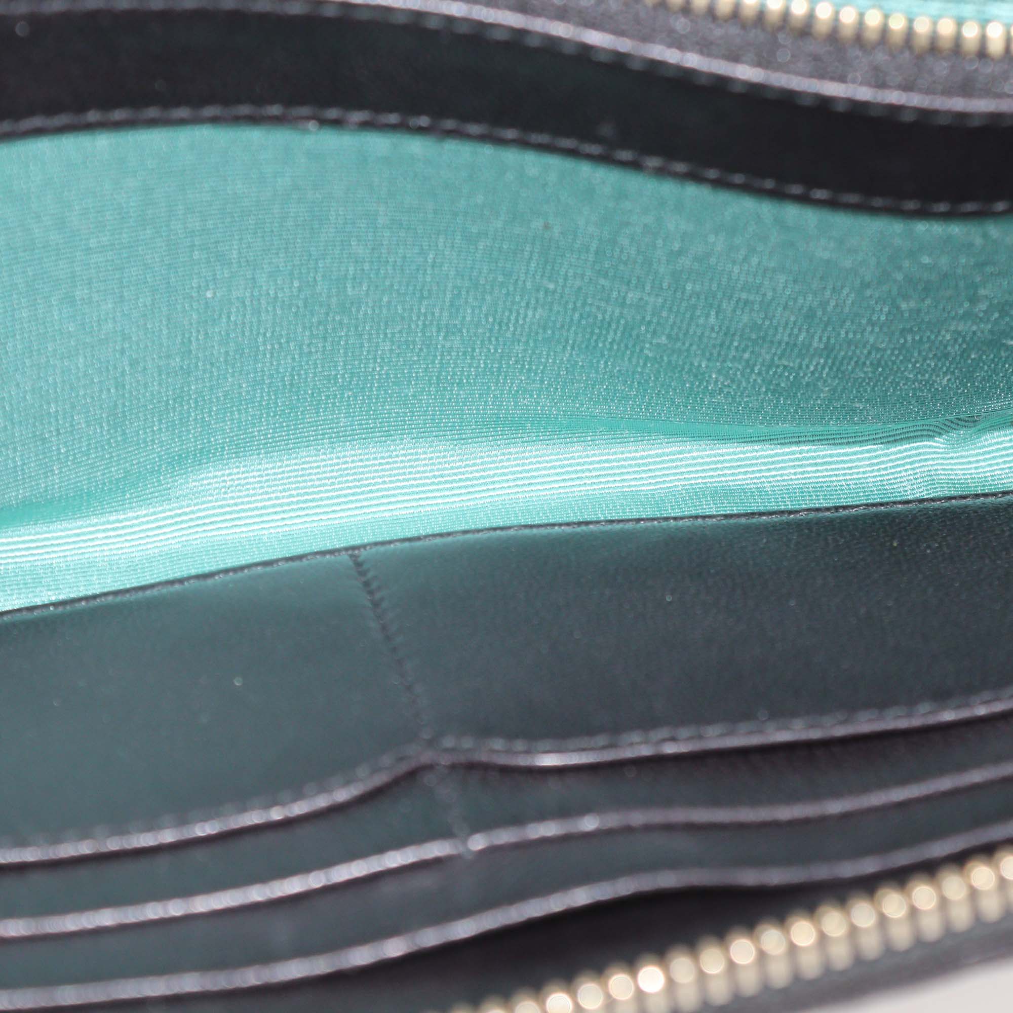 Bvlgari Black Leather Plisse Zip Around Wallet