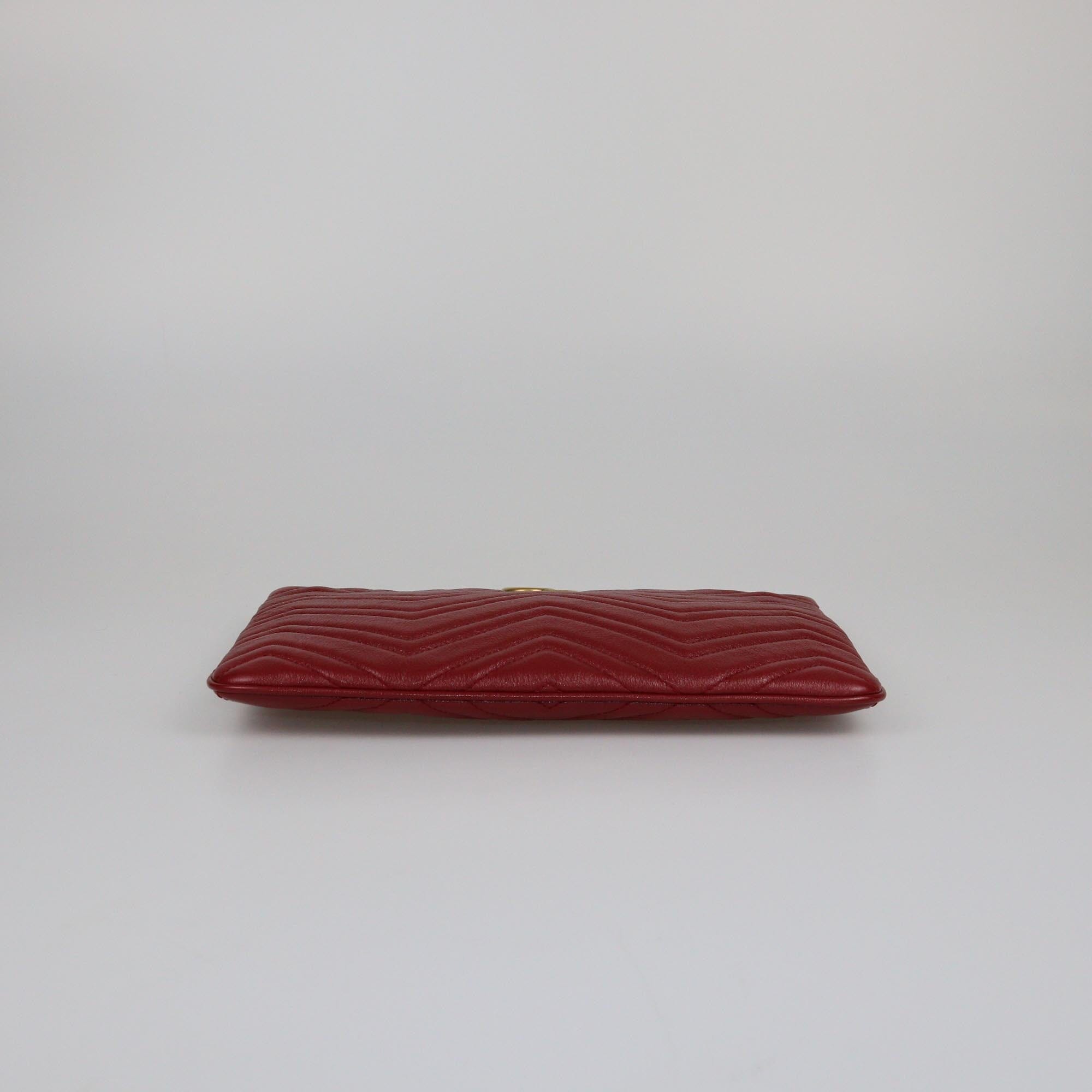 Gucci Red Matelasse GG Marmont Pouch Womens Gucci