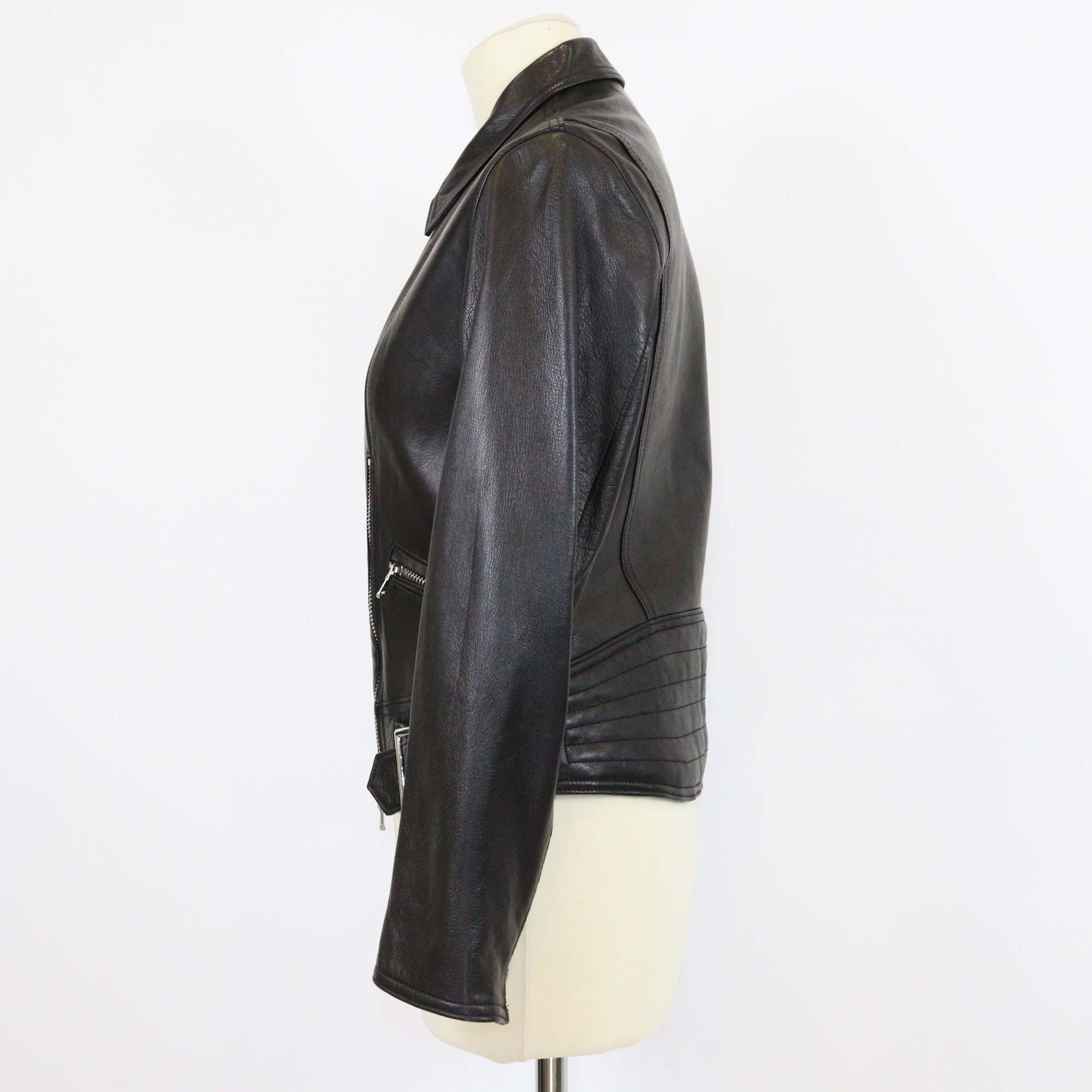 3.1 Phillip Lim Black Lamb Leather Zip Front & Pocket Biker Jacket