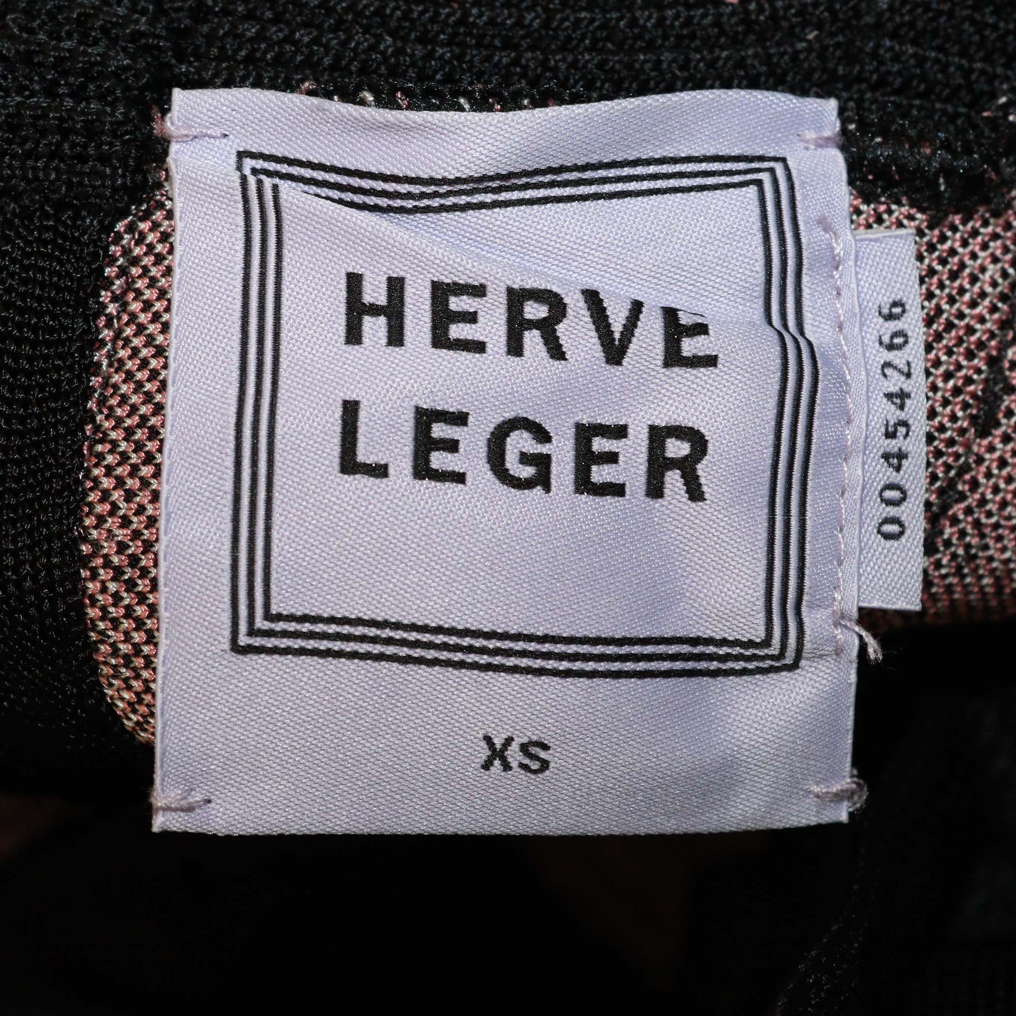 Herve Leger Black/Pink Printed Stretch Mini Dress