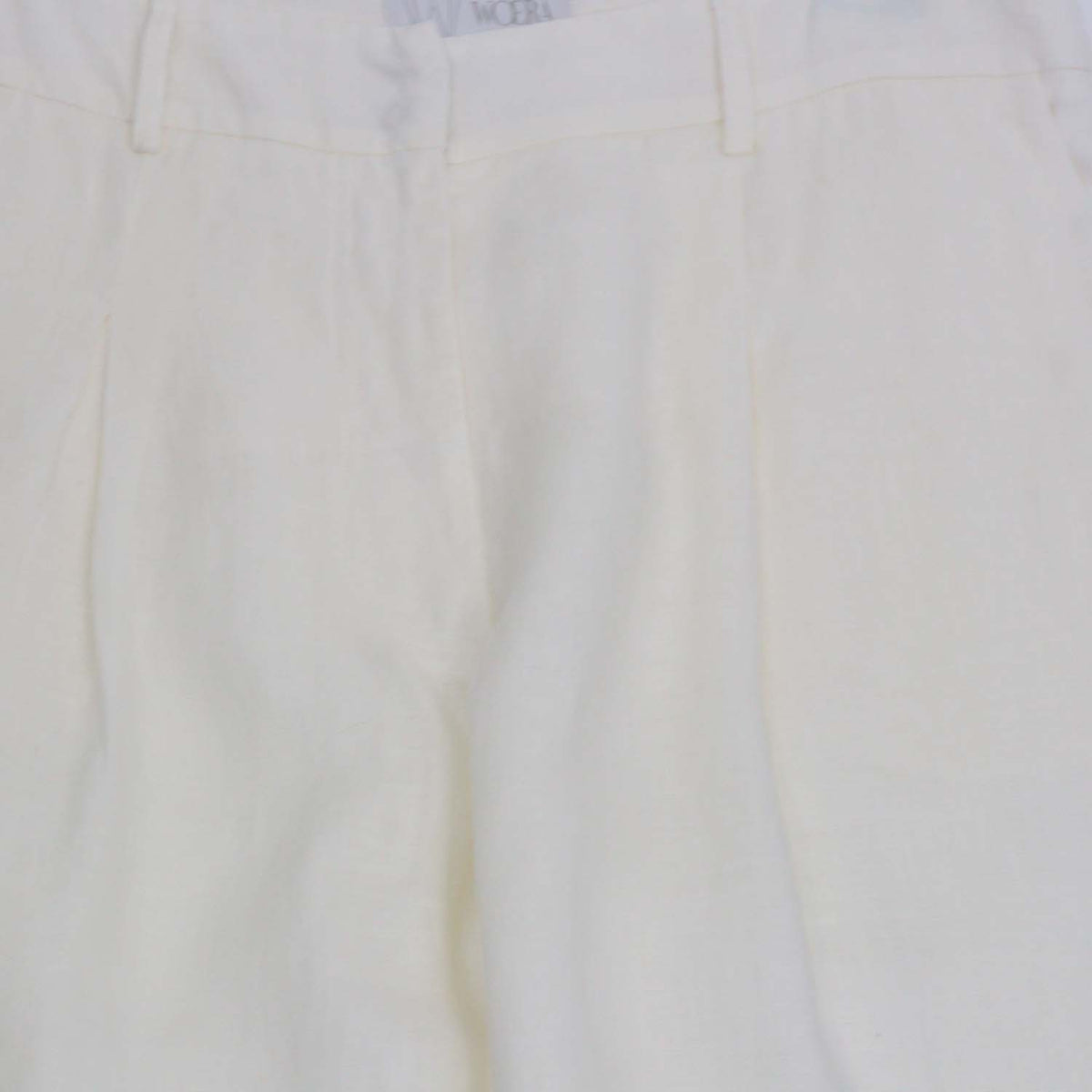 Woera Cream Linen Pleated Wide Leg Pants
