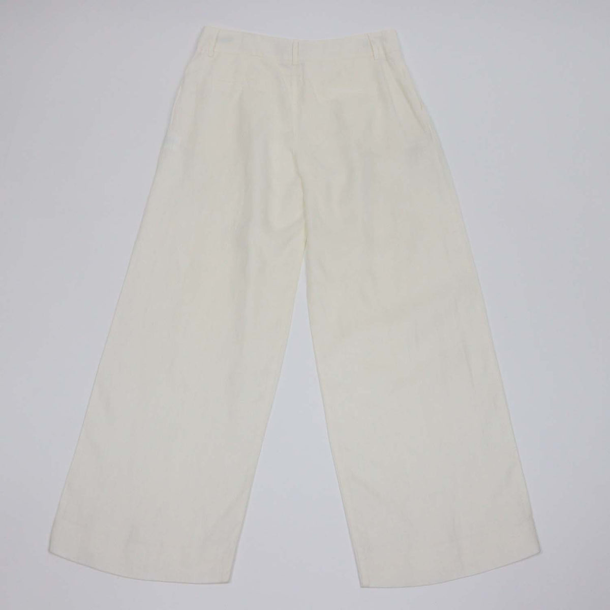 Woera Cream Linen Pleated Wide Leg Pants