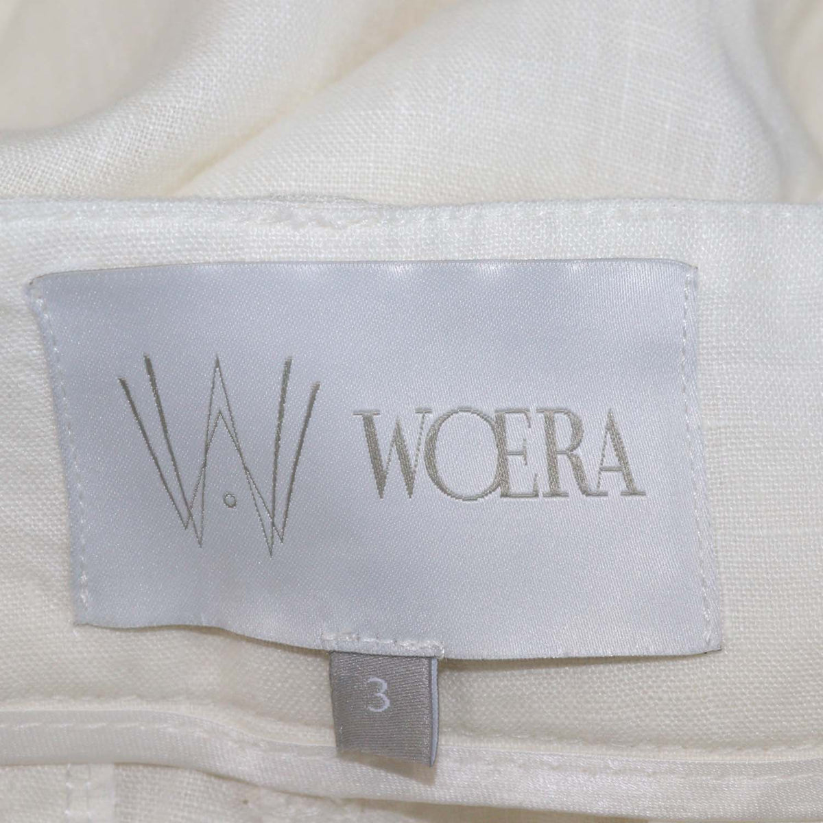 Woera Cream Linen Pleated Wide Leg Pants