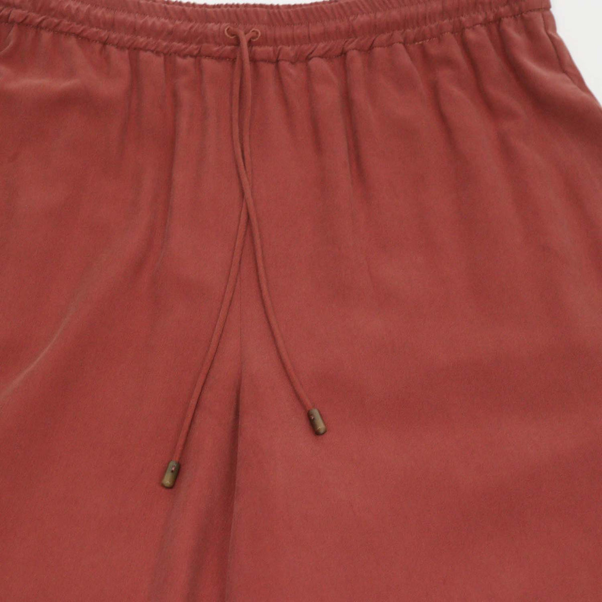 Max Mara Brown Rust Silk Drawstring Wide Leg Pants